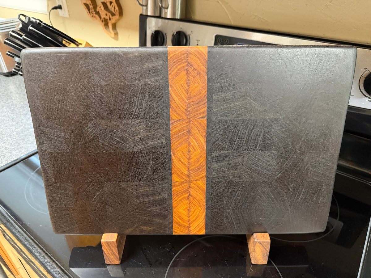 17-3/8" x 11-3/8" x 1-1/2" Peruvian Walnut w/Canarywood & Wenge End Grain Cutting Board