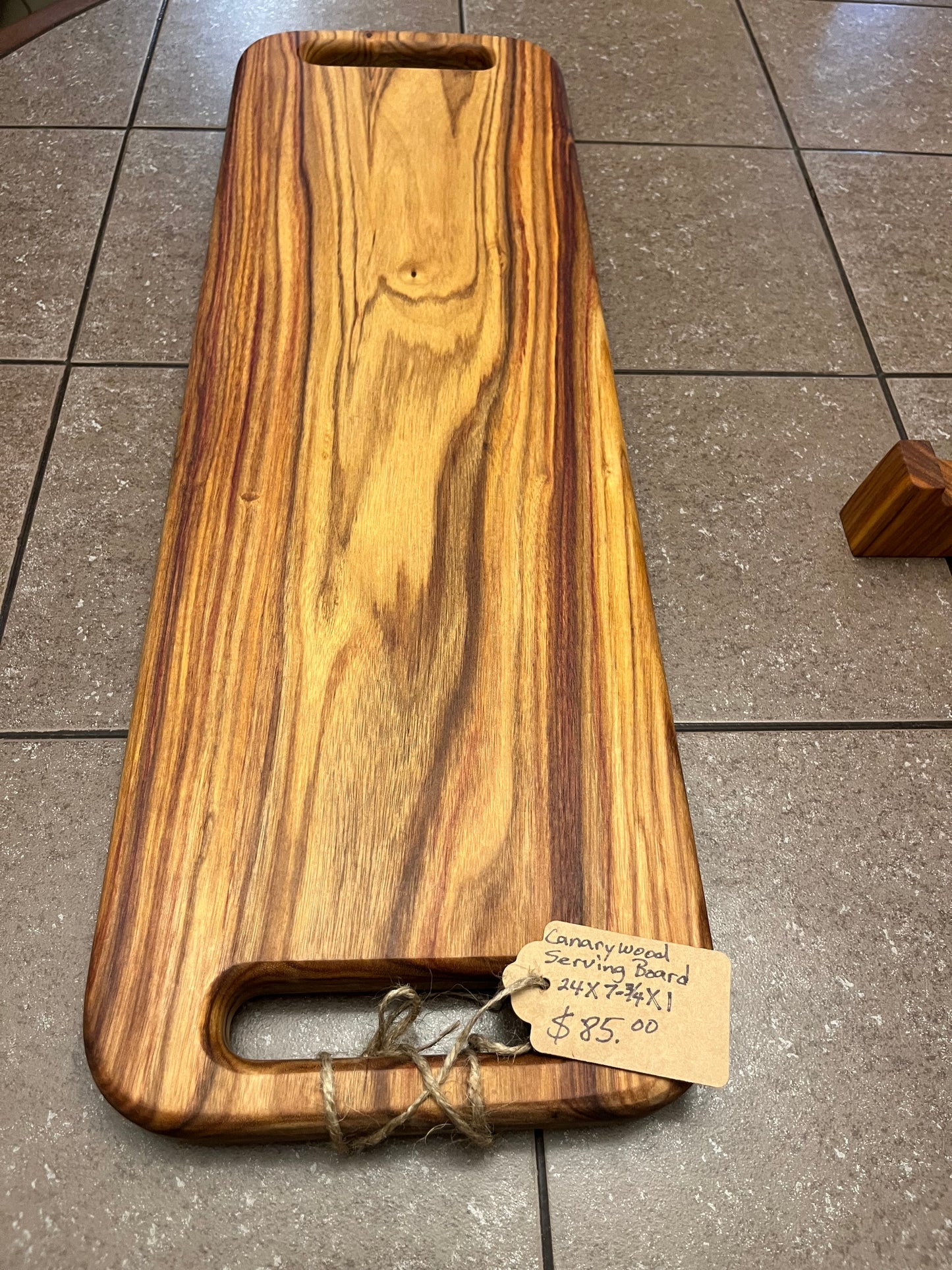 Canarywood 24" X 7-3/4" X 1" Serving Board