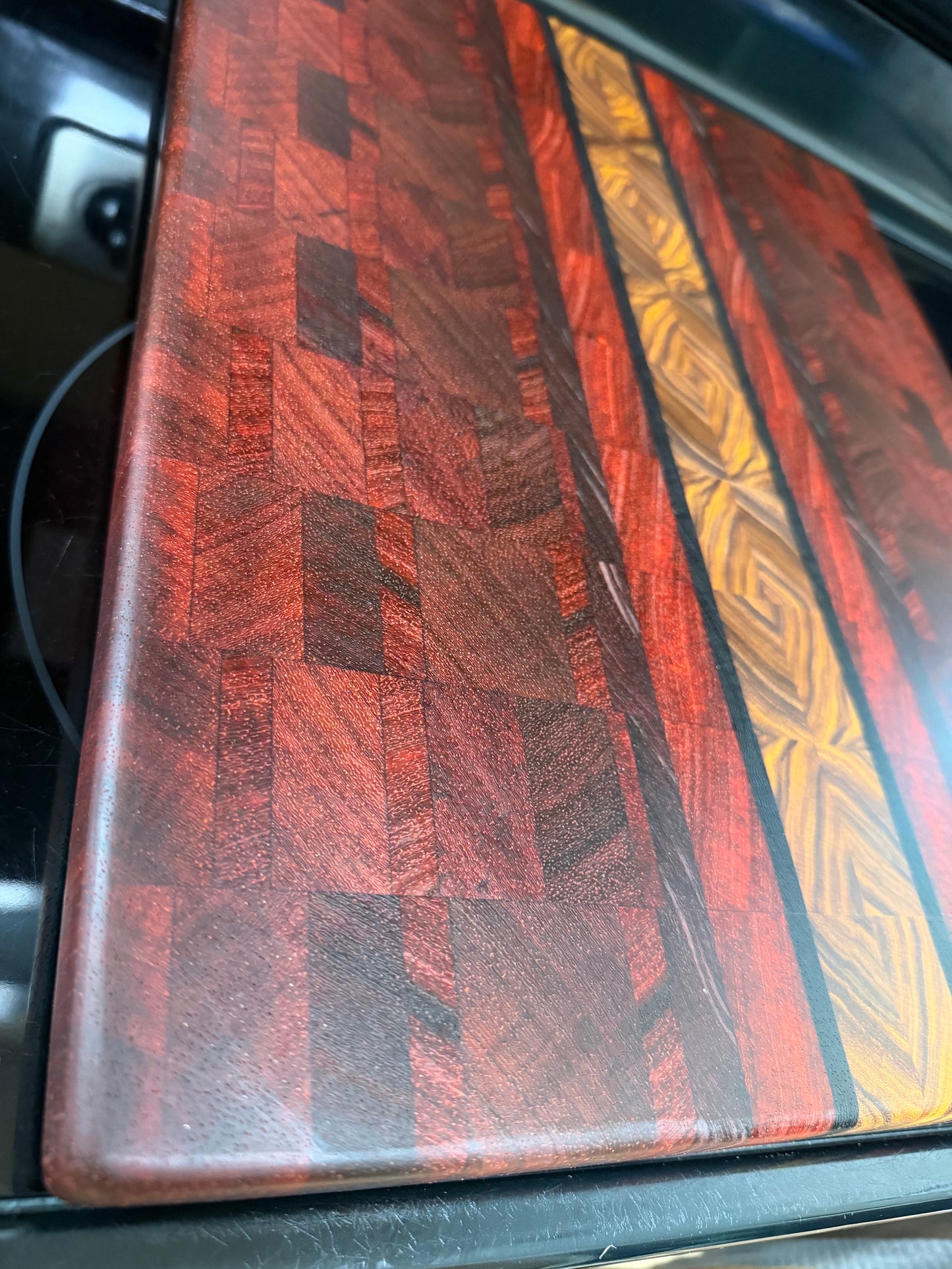 17-5/8"X13-3/4"X1-1/4" Padauk w/Canarywood & Wenge End Grain Cutting Board