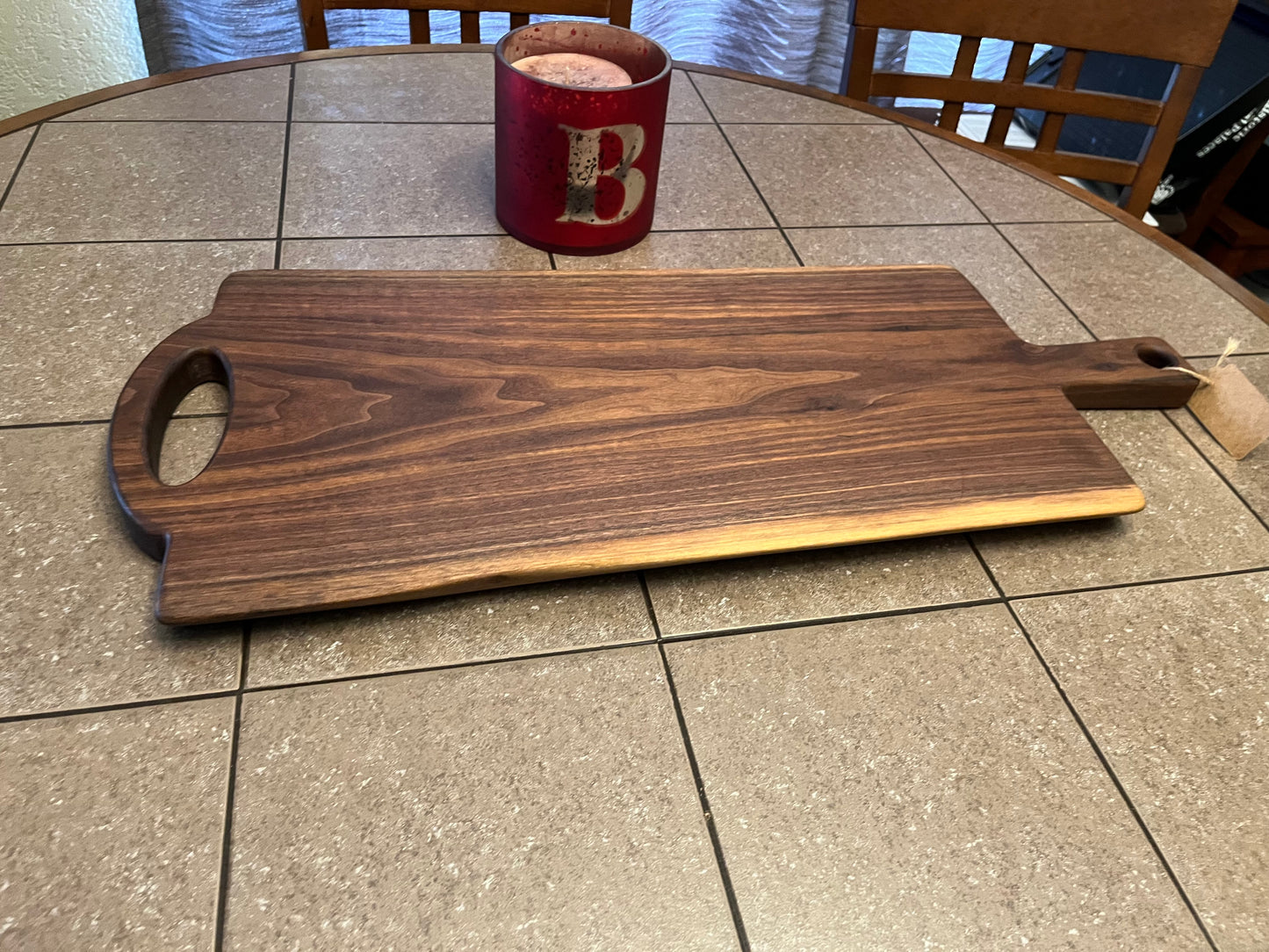 27-1/2"L X 11"W X 1"H Walnut Live Edge Charcuterie Serving Board
