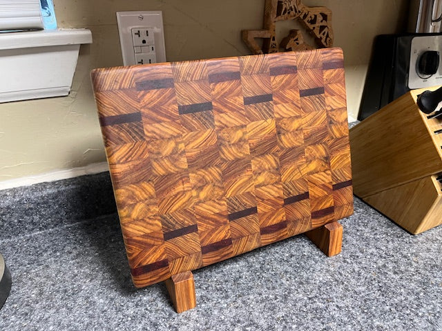 14"X10"X1" Canarywood w/Padauk stripes End Grain Cutting Board