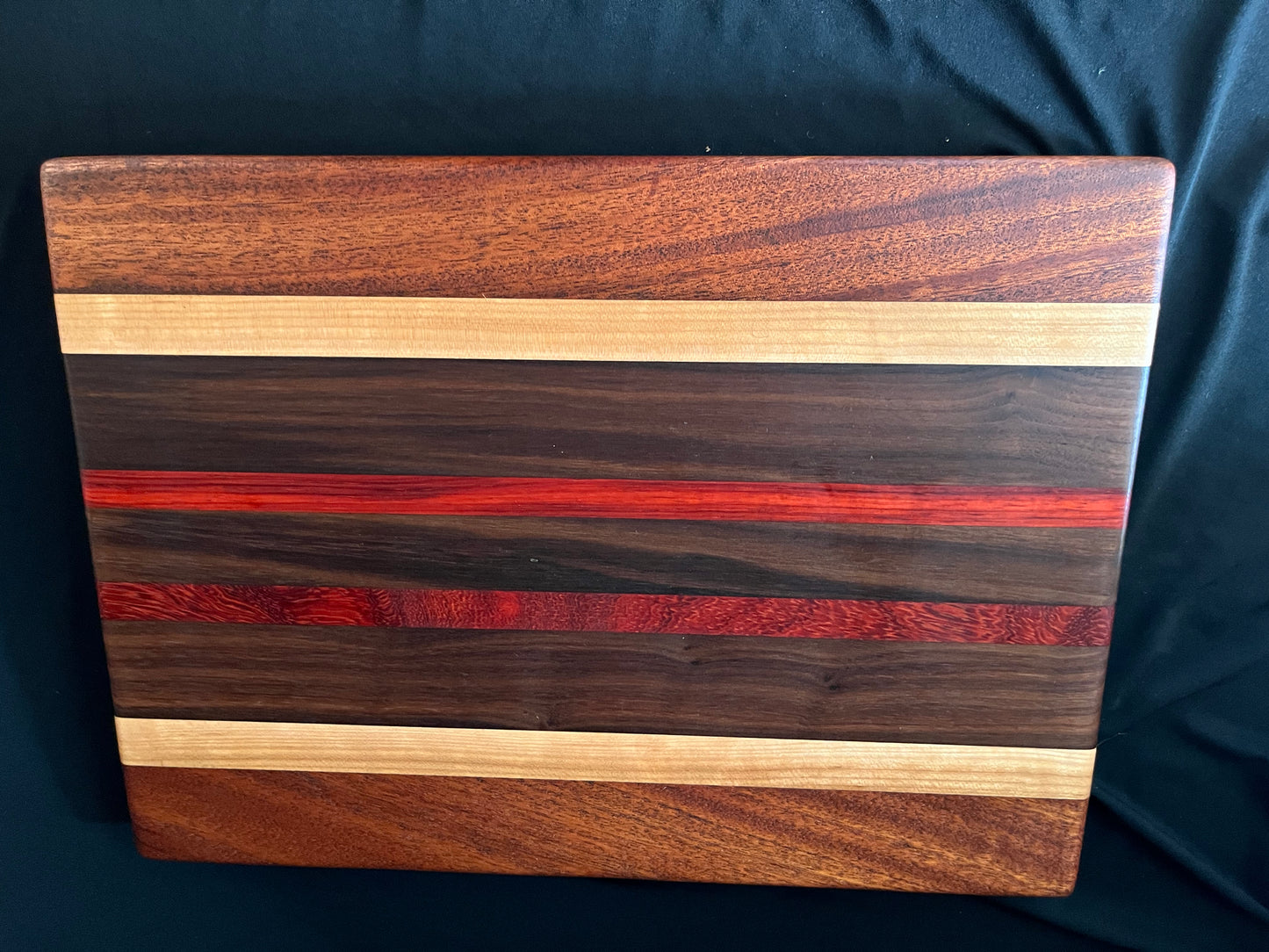#4 15-1/2"X11-1/4"X1-3/8" Edge Grain Cutting Board-Walnut, Maple, Mahogany & Padauk