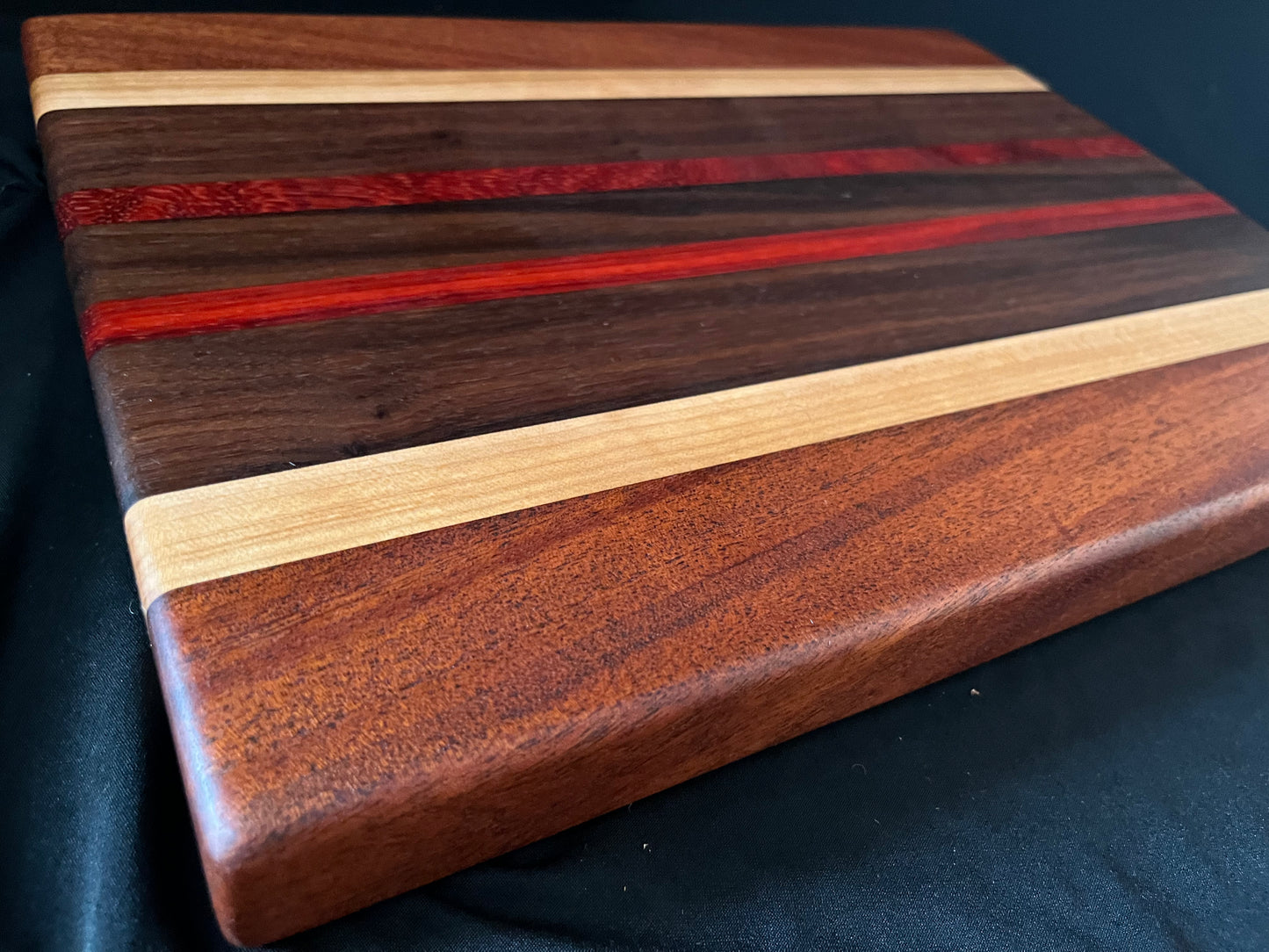 #4 15-1/2"X11-1/4"X1-3/8" Edge Grain Cutting Board-Walnut, Maple, Mahogany & Padauk
