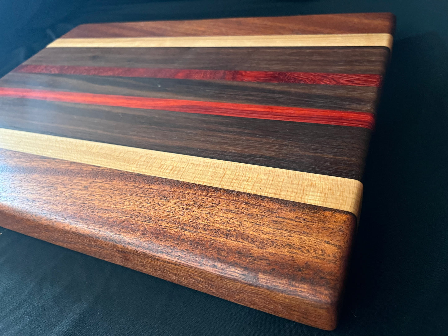 #4 15-1/2"X11-1/4"X1-3/8" Edge Grain Cutting Board-Walnut, Maple, Mahogany & Padauk