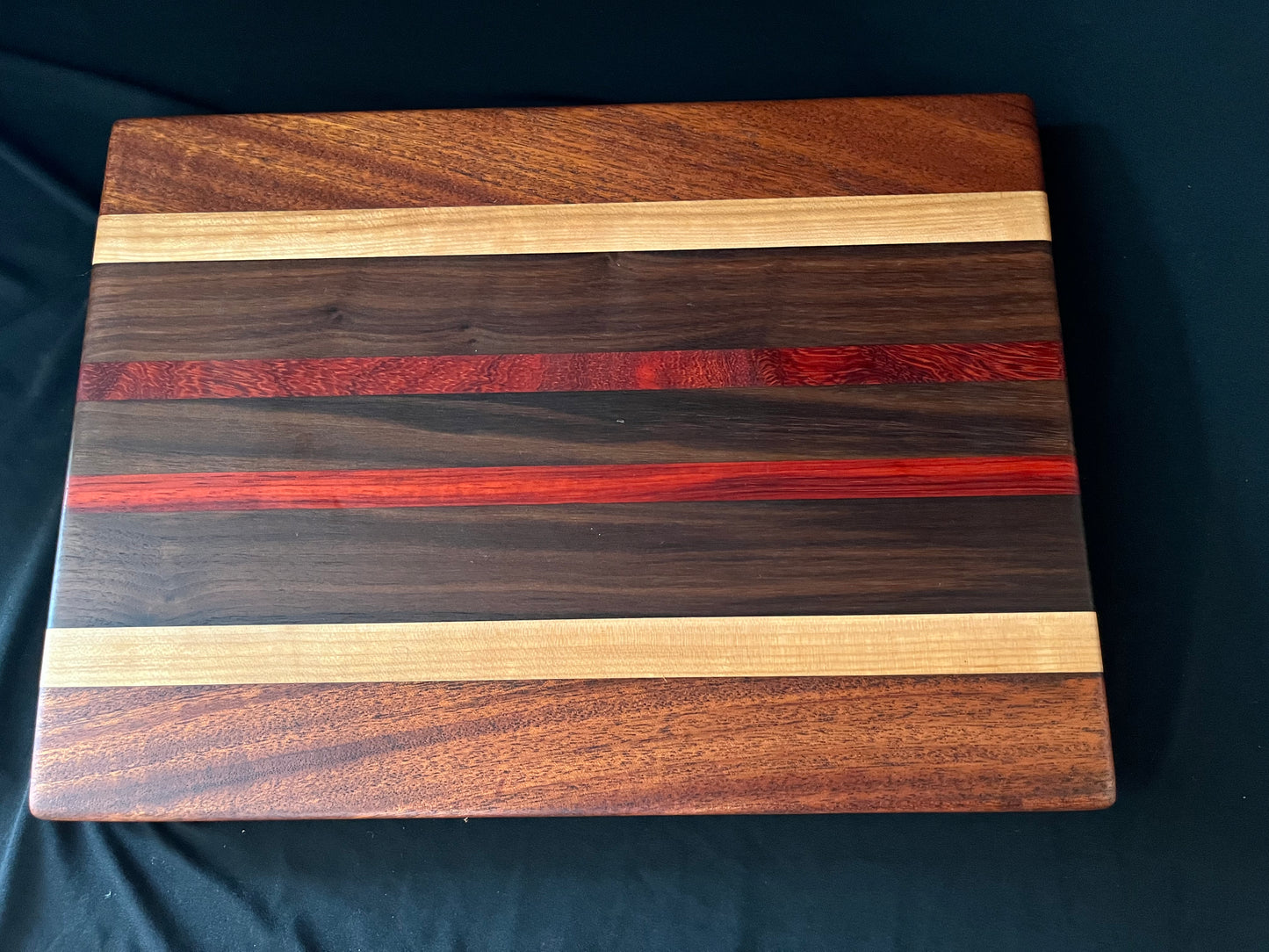 #4 15-1/2"X11-1/4"X1-3/8" Edge Grain Cutting Board-Walnut, Maple, Mahogany & Padauk