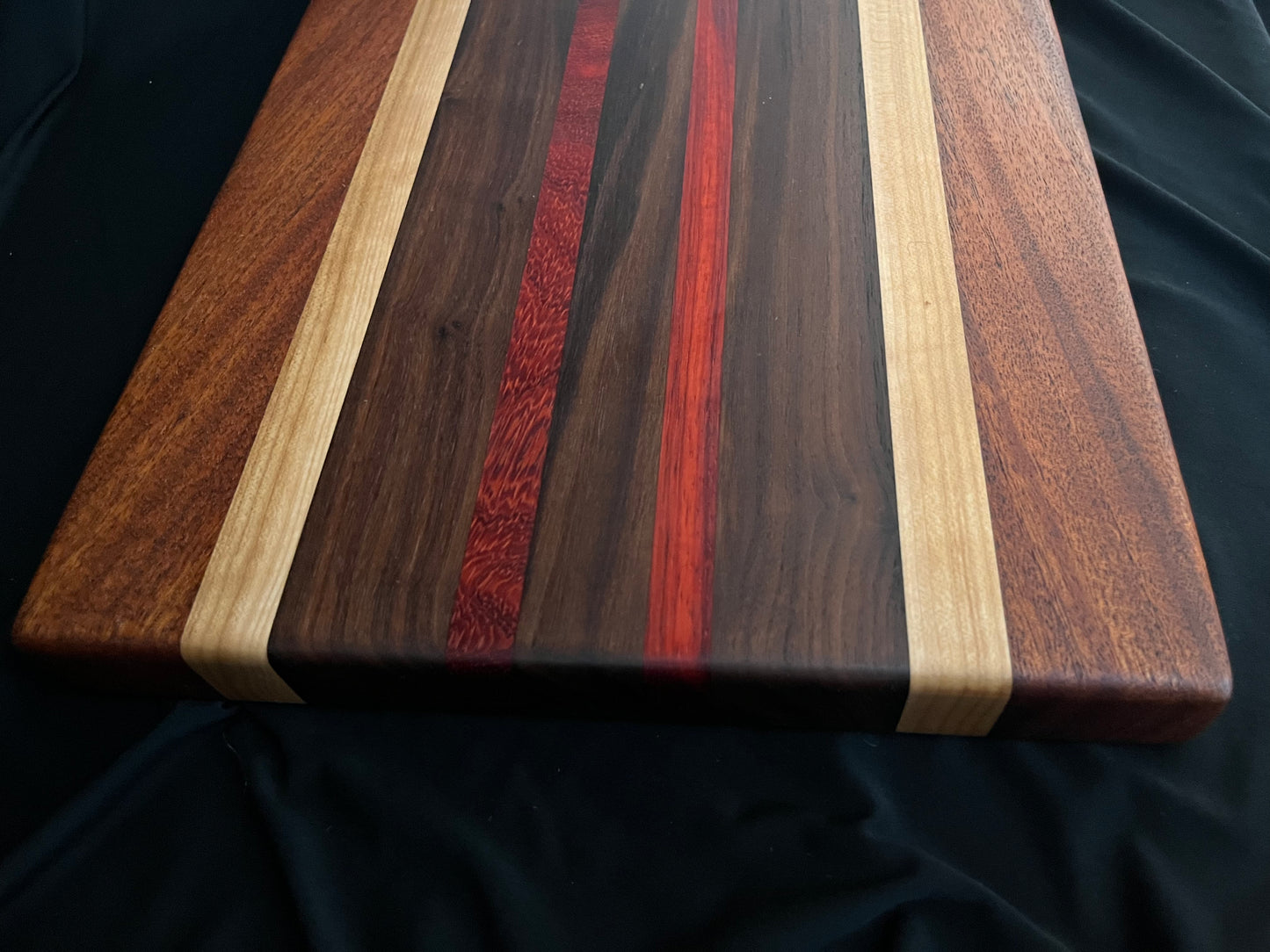 #4 15-1/2"X11-1/4"X1-3/8" Edge Grain Cutting Board-Walnut, Maple, Mahogany & Padauk