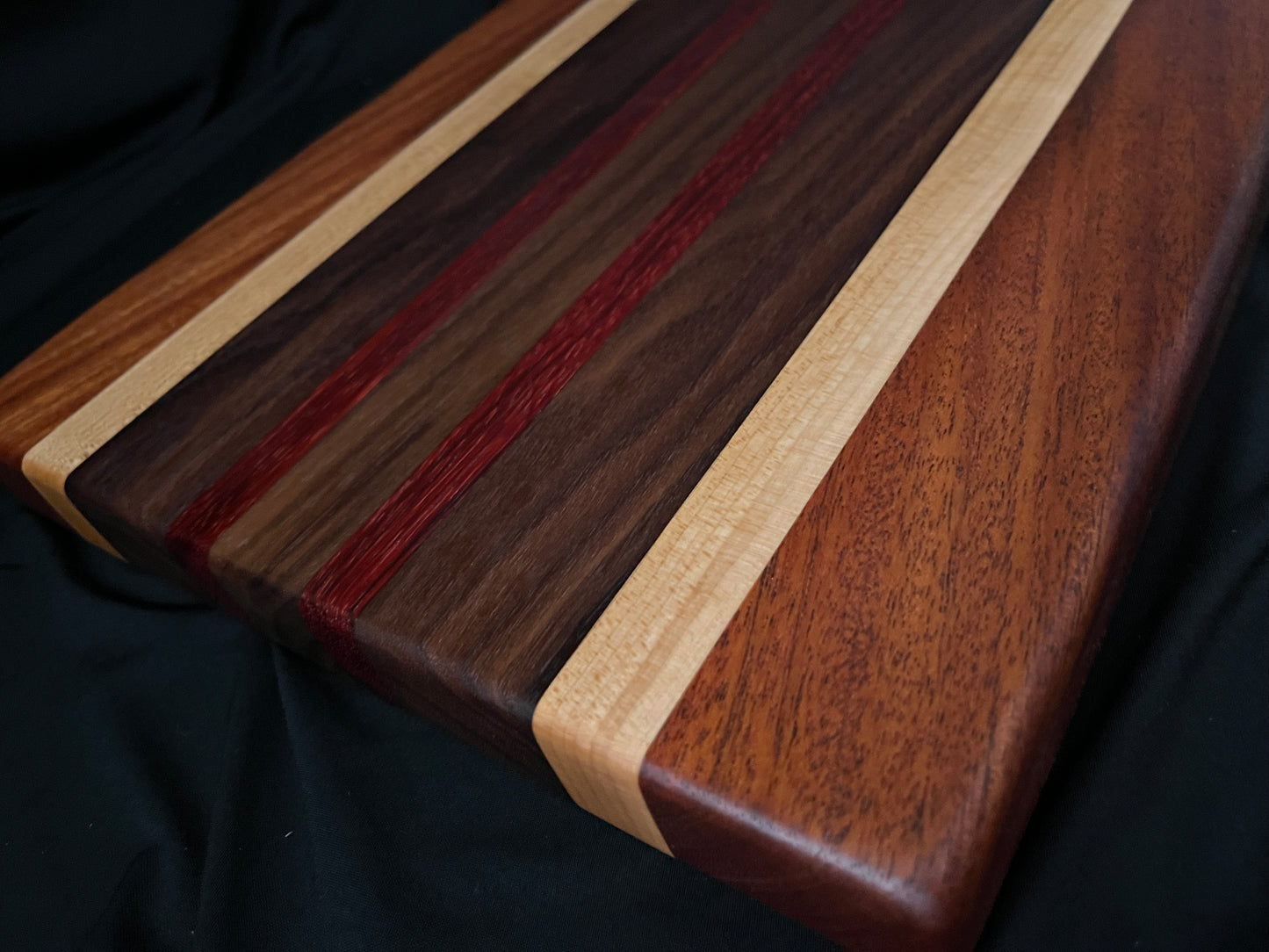 #6 15-1/4"X11-1/4"X1-3/8" Edge Grain Cutting Board-Walnut, Maple, Mahogany & Padauk