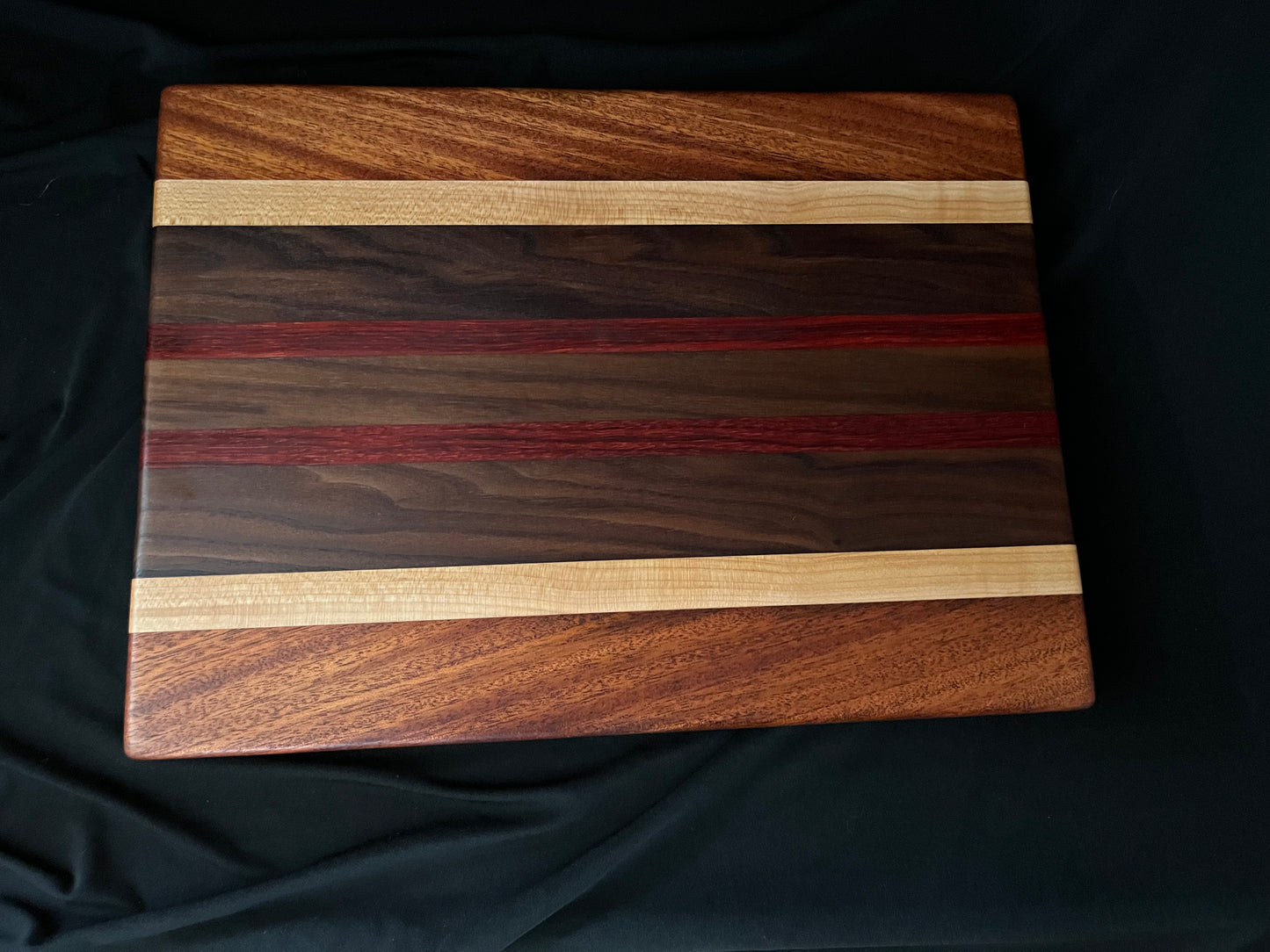 #6 15-1/4"X11-1/4"X1-3/8" Edge Grain Cutting Board-Walnut, Maple, Mahogany & Padauk