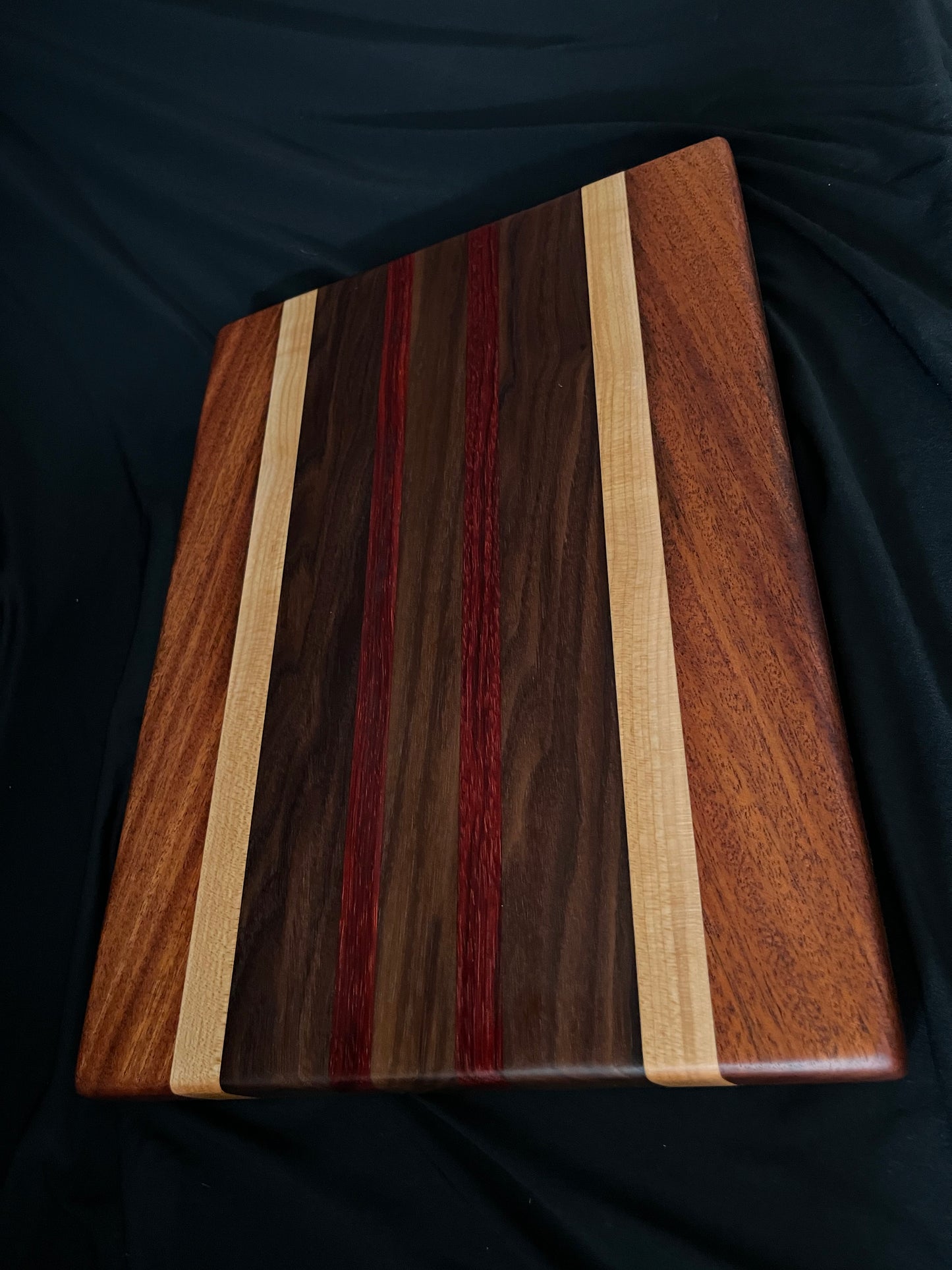 #6 15-1/4"X11-1/4"X1-3/8" Edge Grain Cutting Board-Walnut, Maple, Mahogany & Padauk