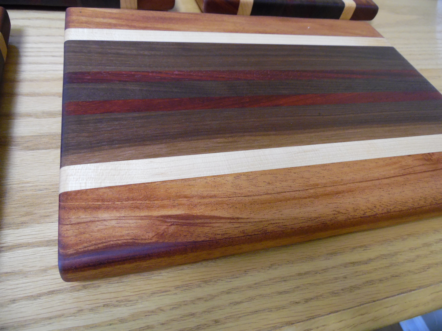 13-1/2"X10"X7/8" Edge Grain Cutting Board-Walnut, Maple, Mahogany & Padauk