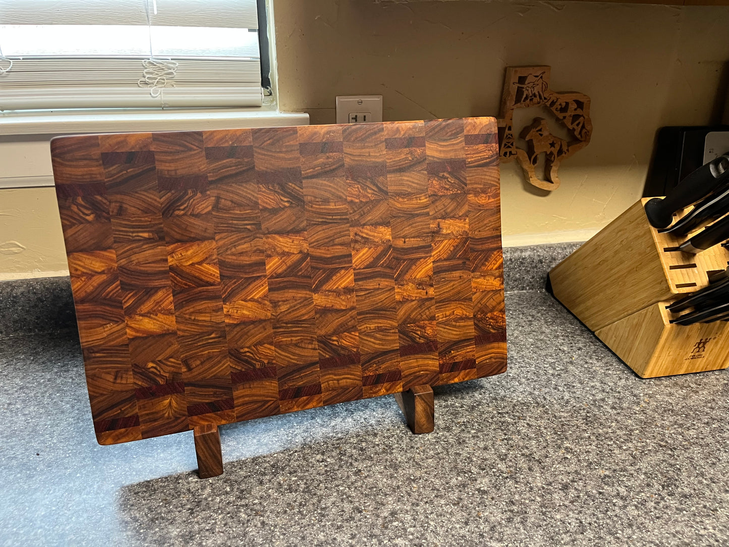 18X12”X1-1/2” Canarywood w/Padauk end grain cutting board