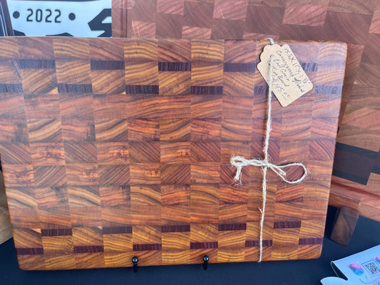 15-1/2X11”X1-3/8” Canarywood w/Padauk end grain cutting board