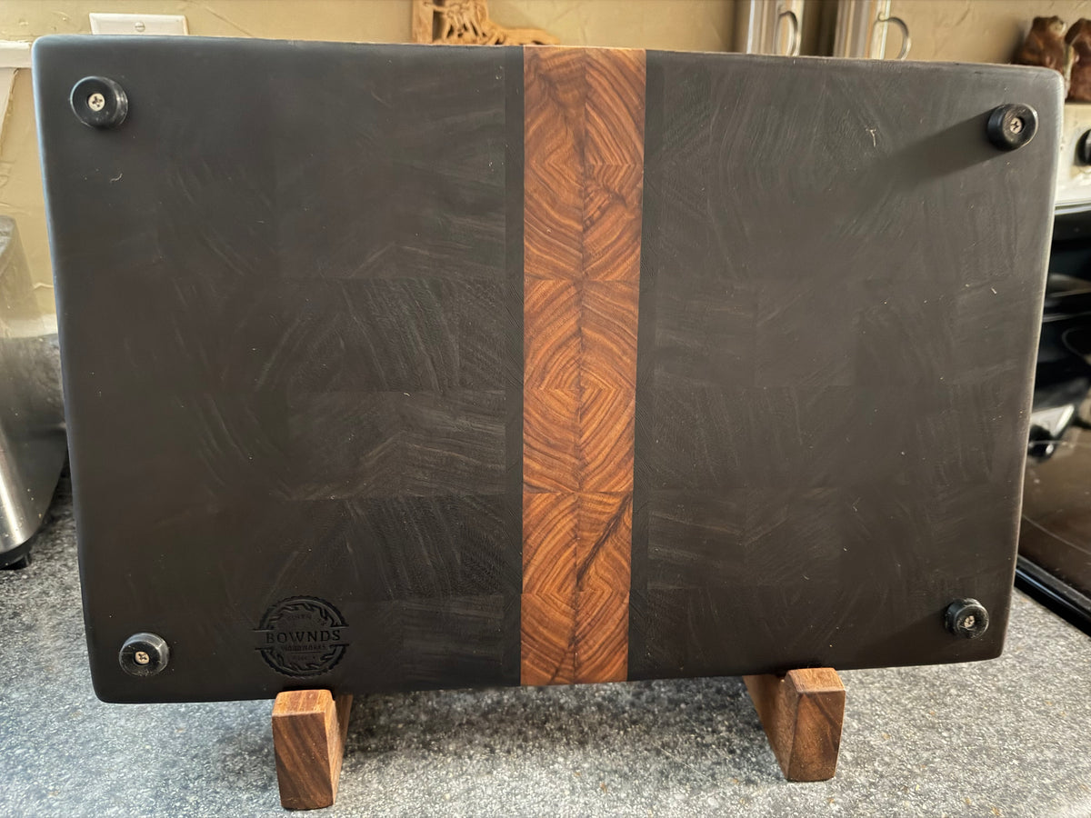 17-3/8" x 11-3/8" x 1-1/2" Peruvian Walnut w/Canarywood & Wenge End Grain Cutting Board