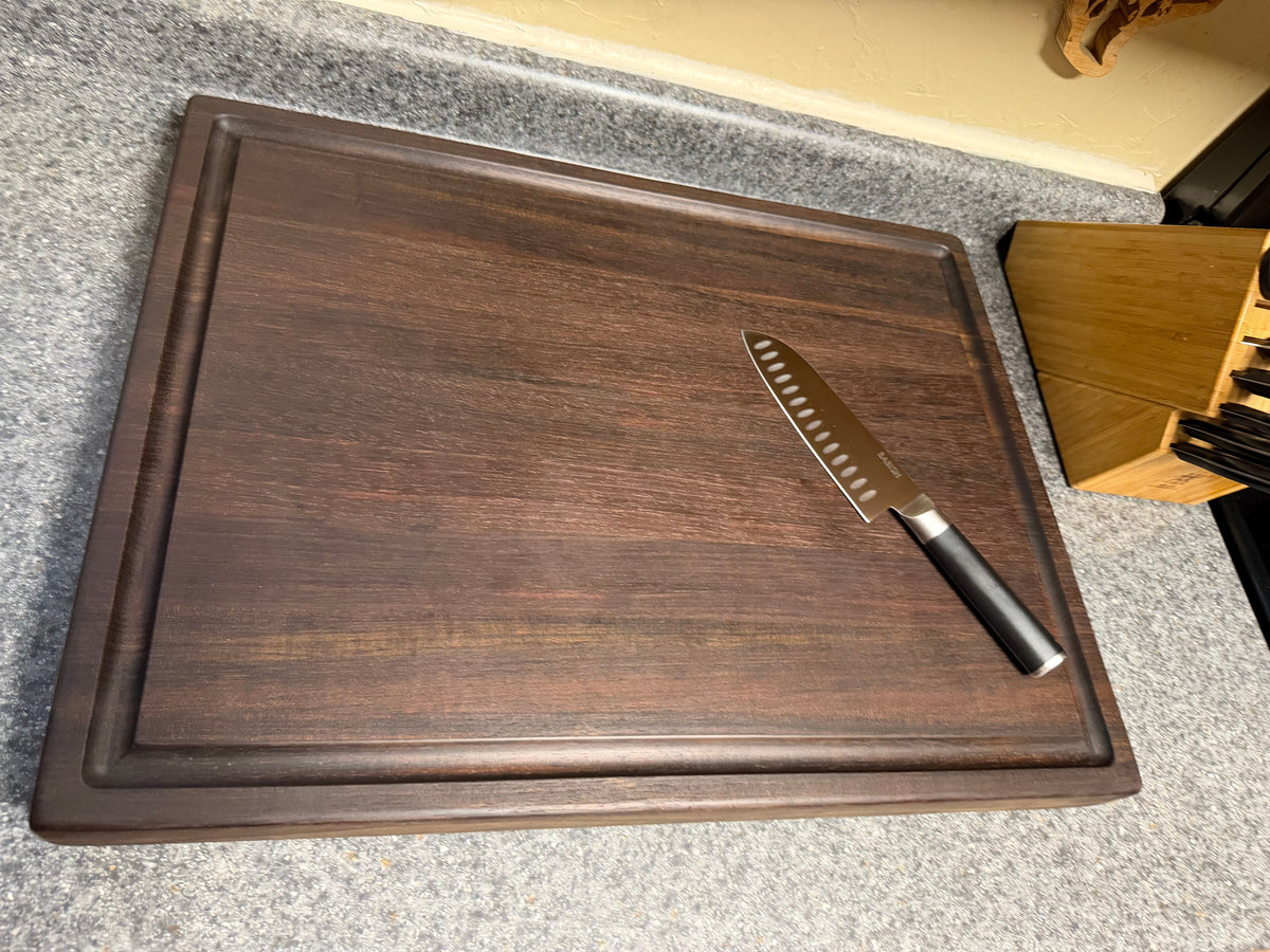 24"X18"X2" Peruvian Walnut Edge Grain Cutting Board w/Juice Groove