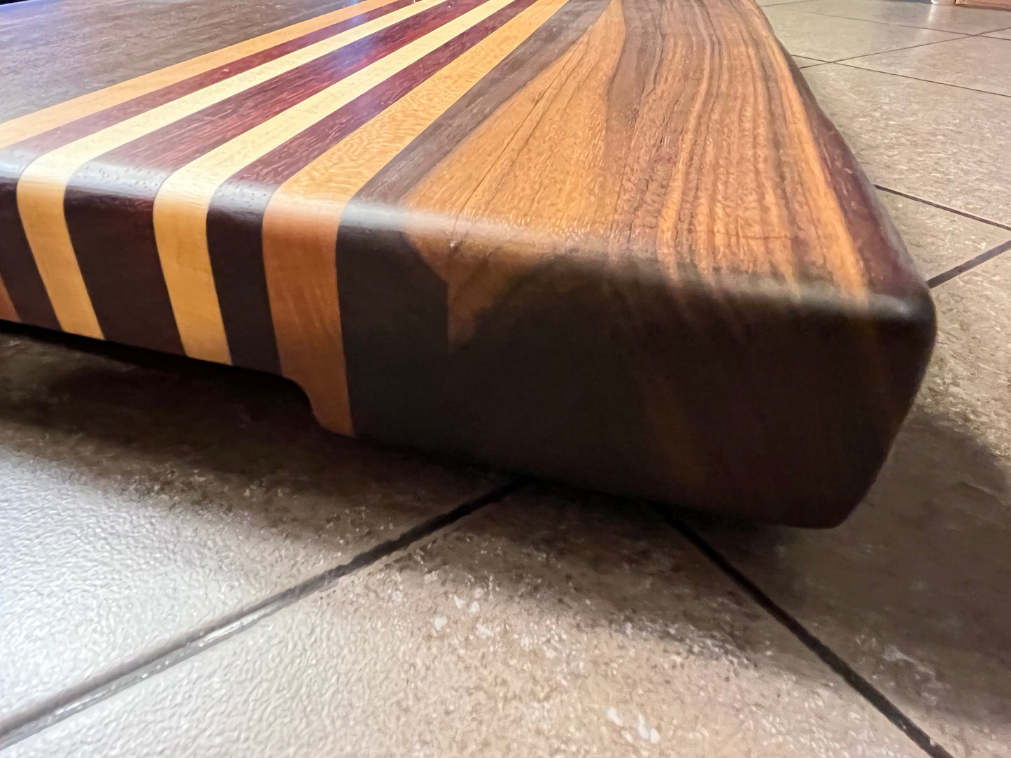 18"L X 13"W X 2"H Edge Grain Cutting Board-Walnut, with Cherry, Maple, Padauk accent strips