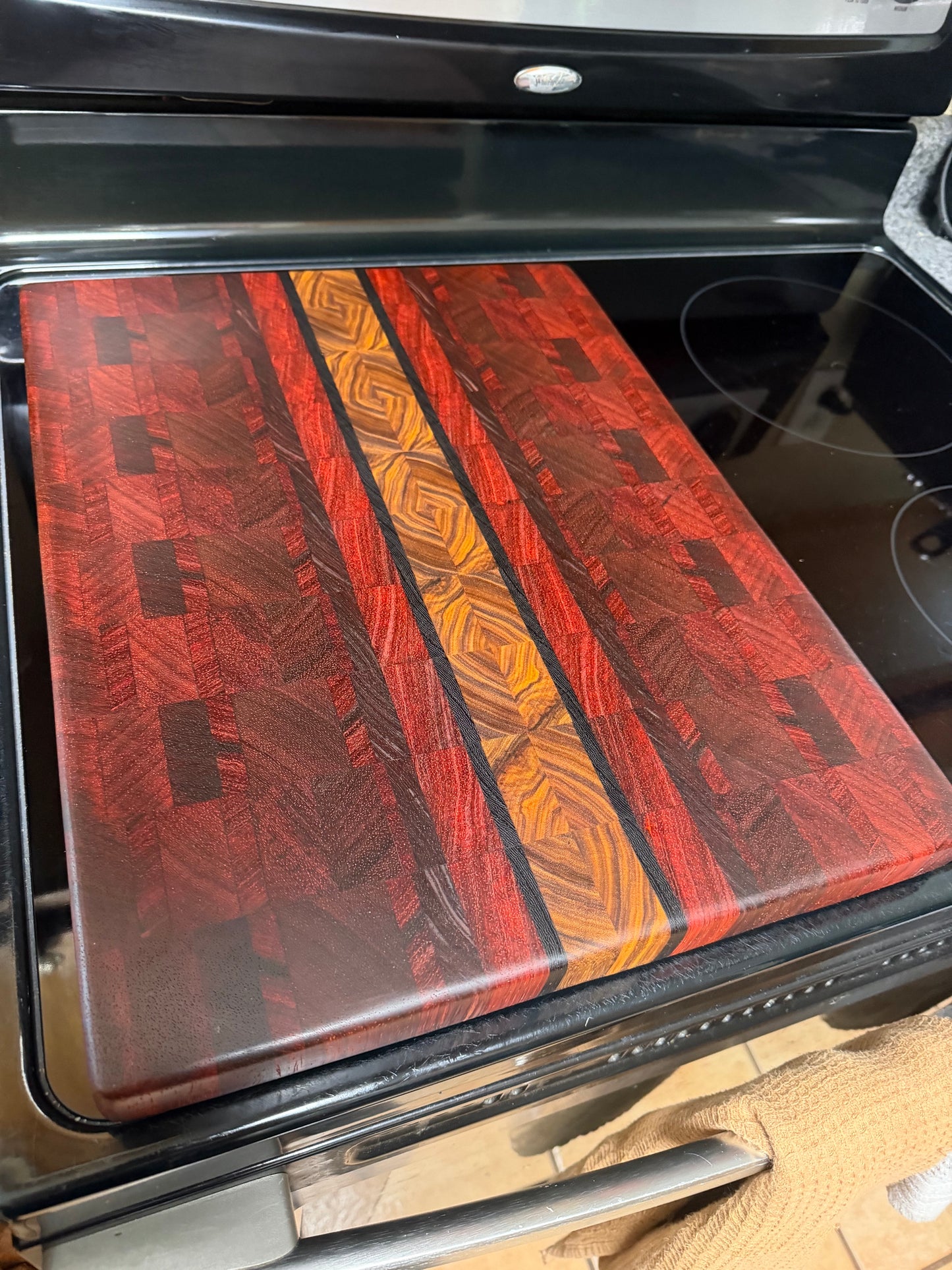 17-5/8"X13-3/4"X1-1/4" Padauk w/Canarywood & Wenge End Grain Cutting Board