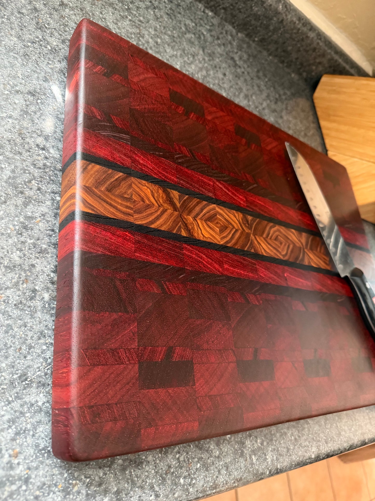 17-5/8"X13-3/4"X1-1/4" Padauk w/Canarywood & Wenge End Grain Cutting Board
