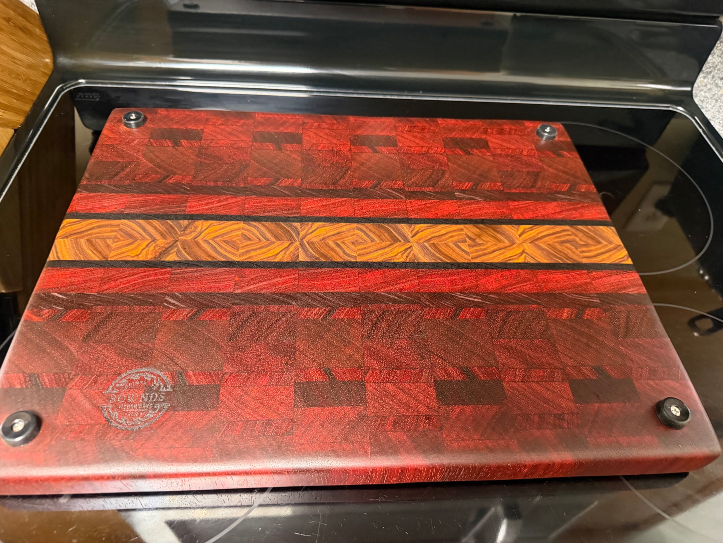 17-5/8"X13-3/4"X1-1/4" Padauk w/Canarywood & Wenge End Grain Cutting Board