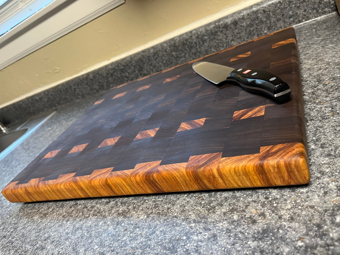 18-5/8"X15-1/8"X1-1/4" Walnut w/Canarywood End Grain Cutting Board