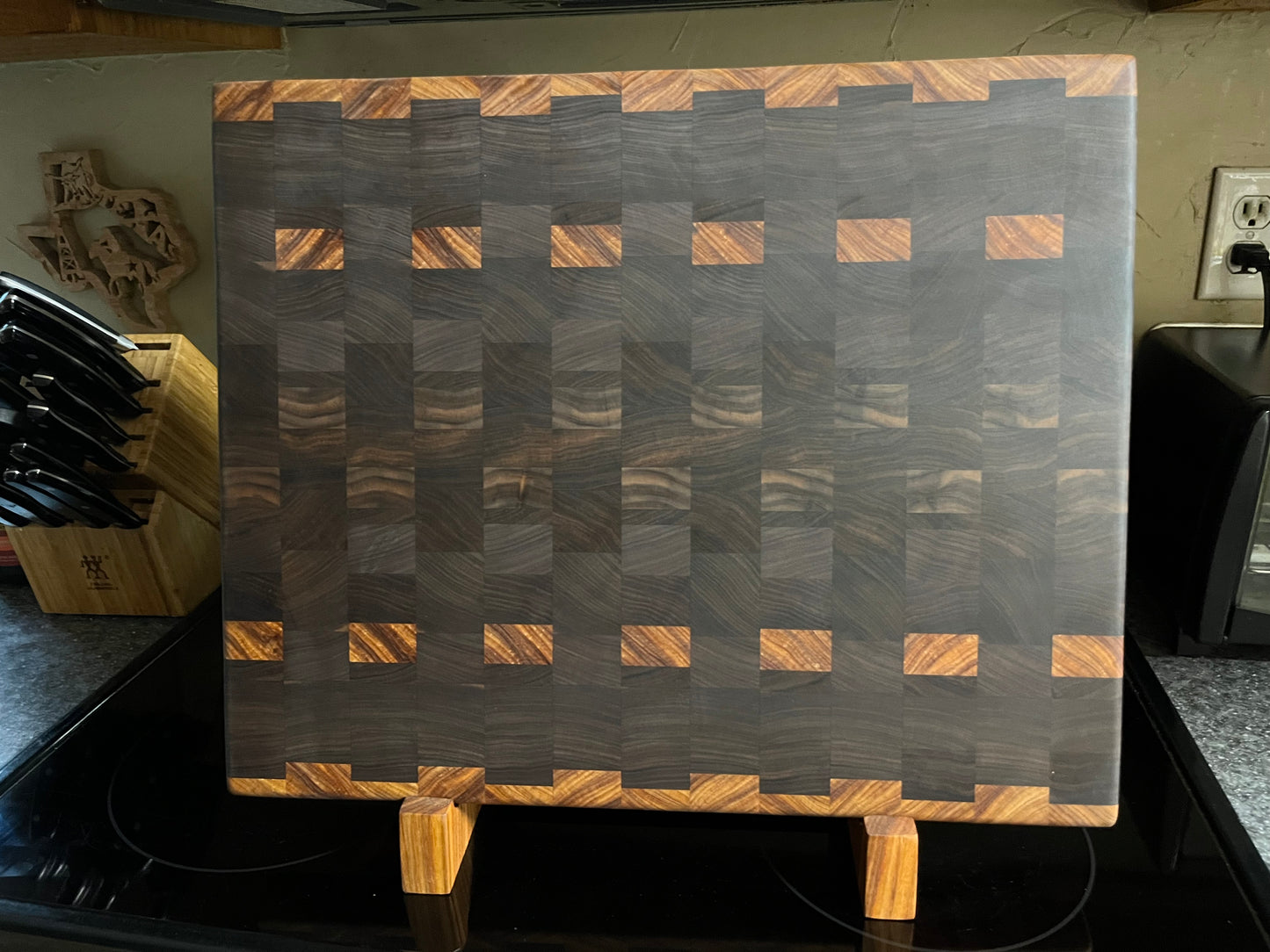 18-5/8"X15-1/8"X1-1/4" Walnut w/Canarywood End Grain Cutting Board