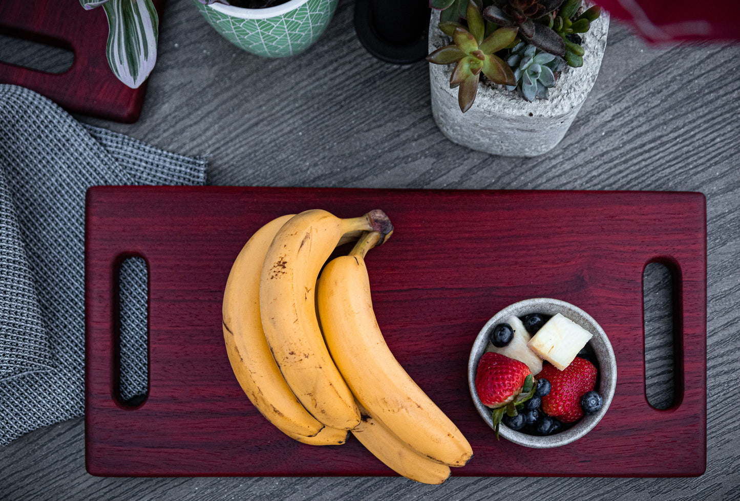 African Padauk 18" X8-3/8" X 7/8" Serving Board w/hand hold cutouts