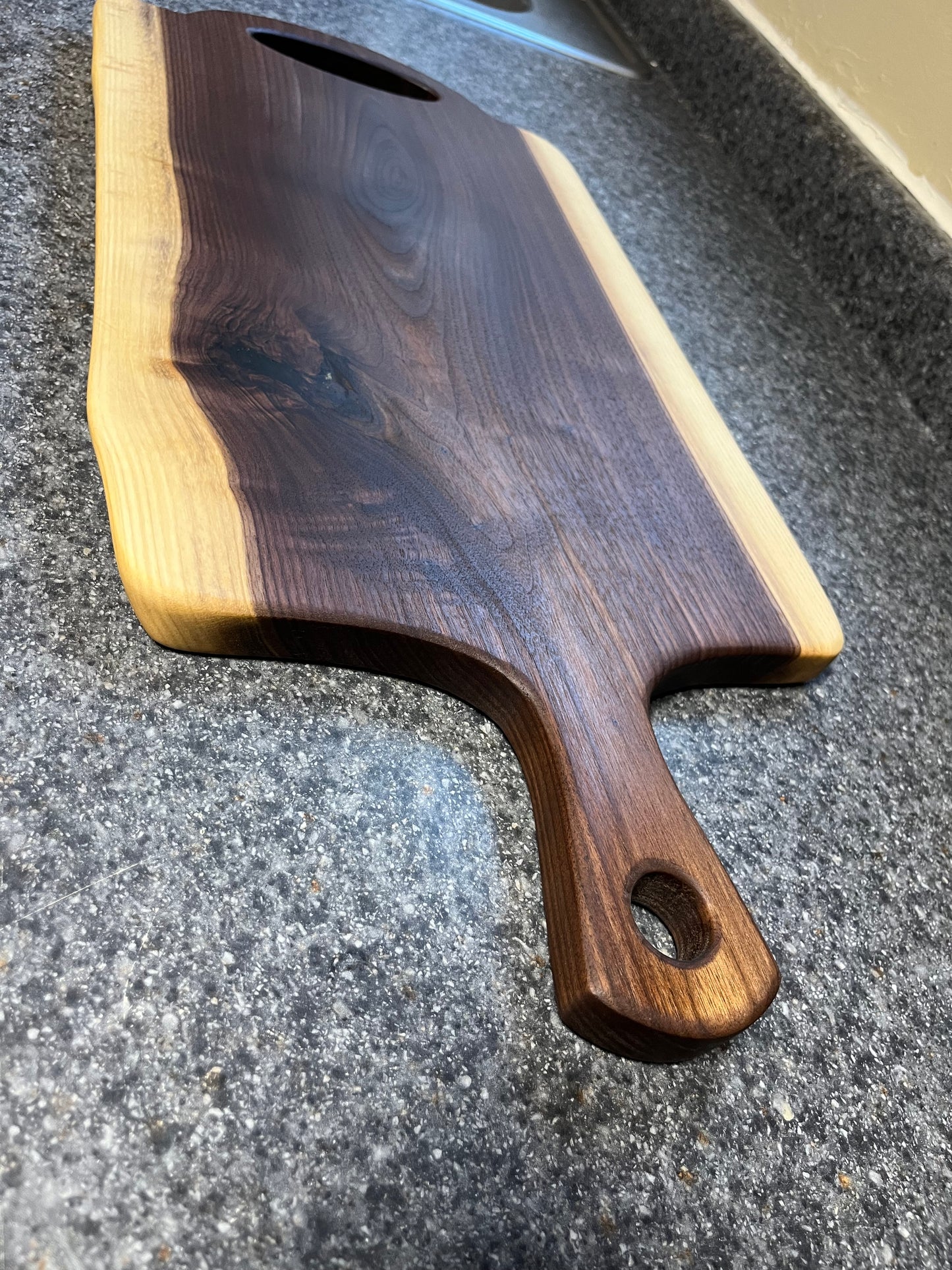 23-5/8"L X 11-1/4"W X 7/8"H Walnut Live Edge Charcuterie Serving Board