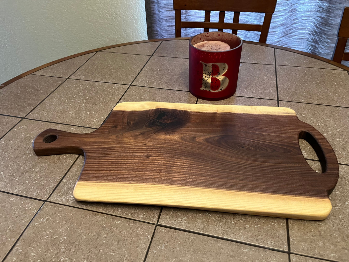 23-5/8"L X 11-1/4"W X 7/8"H Walnut Live Edge Charcuterie Serving Board