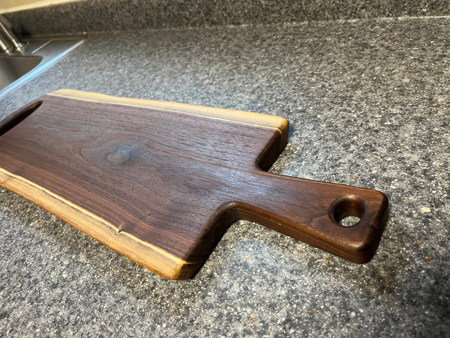 24"L X 8-3/4"W X 7/8"H Walnut Live Edge Charcuterie Serving Board