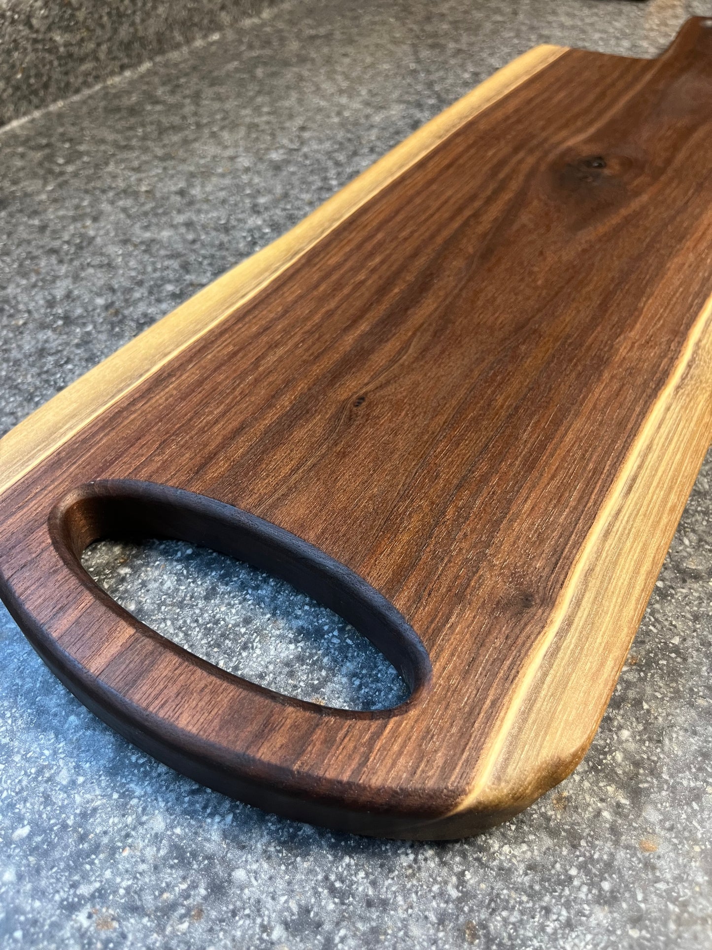 24"L X 8-3/4"W X 7/8"H Walnut Live Edge Charcuterie Serving Board