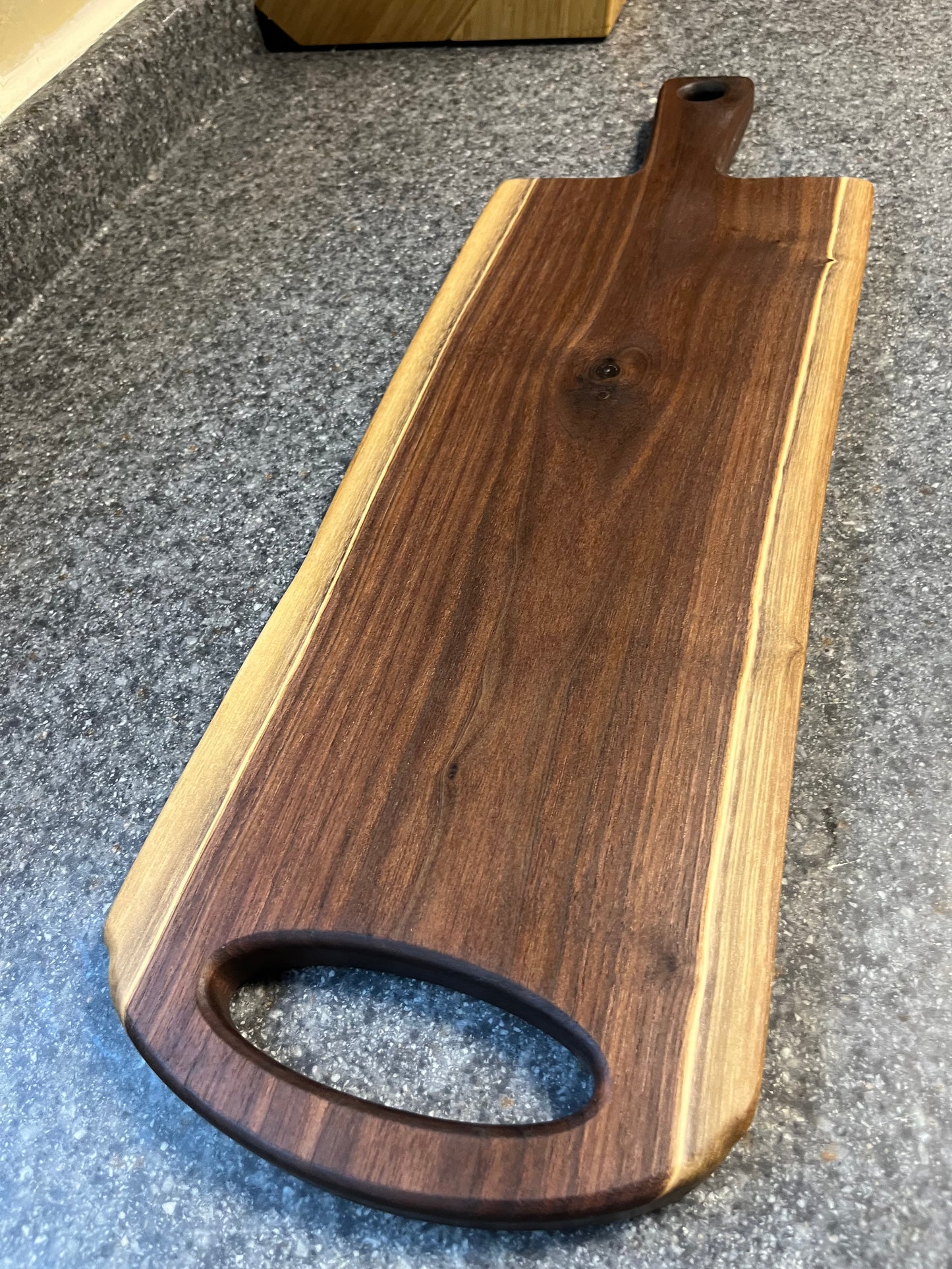 24"L X 8-3/4"W X 7/8"H Walnut Live Edge Charcuterie Serving Board