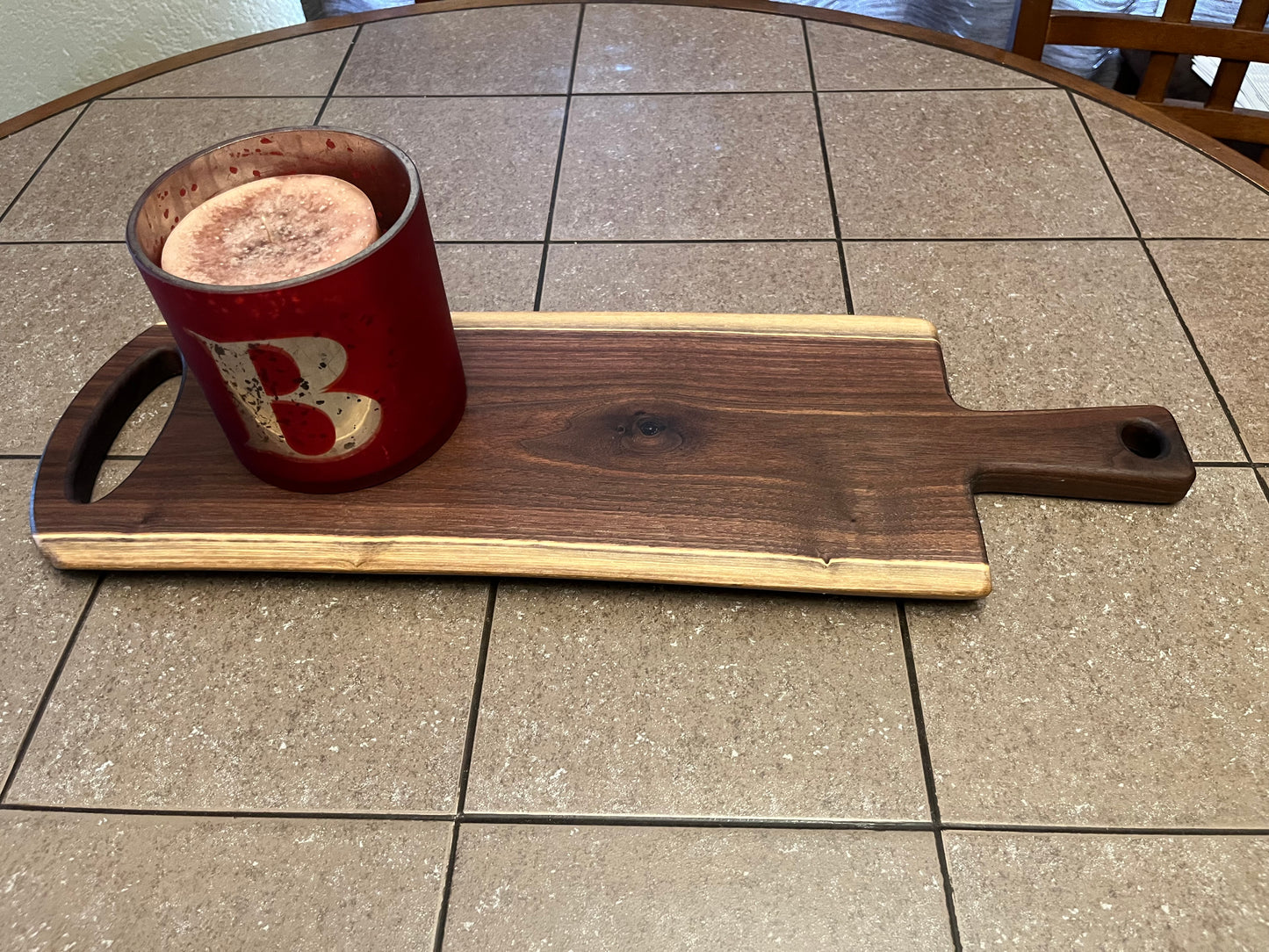 24"L X 8-3/4"W X 7/8"H Walnut Live Edge Charcuterie Serving Board