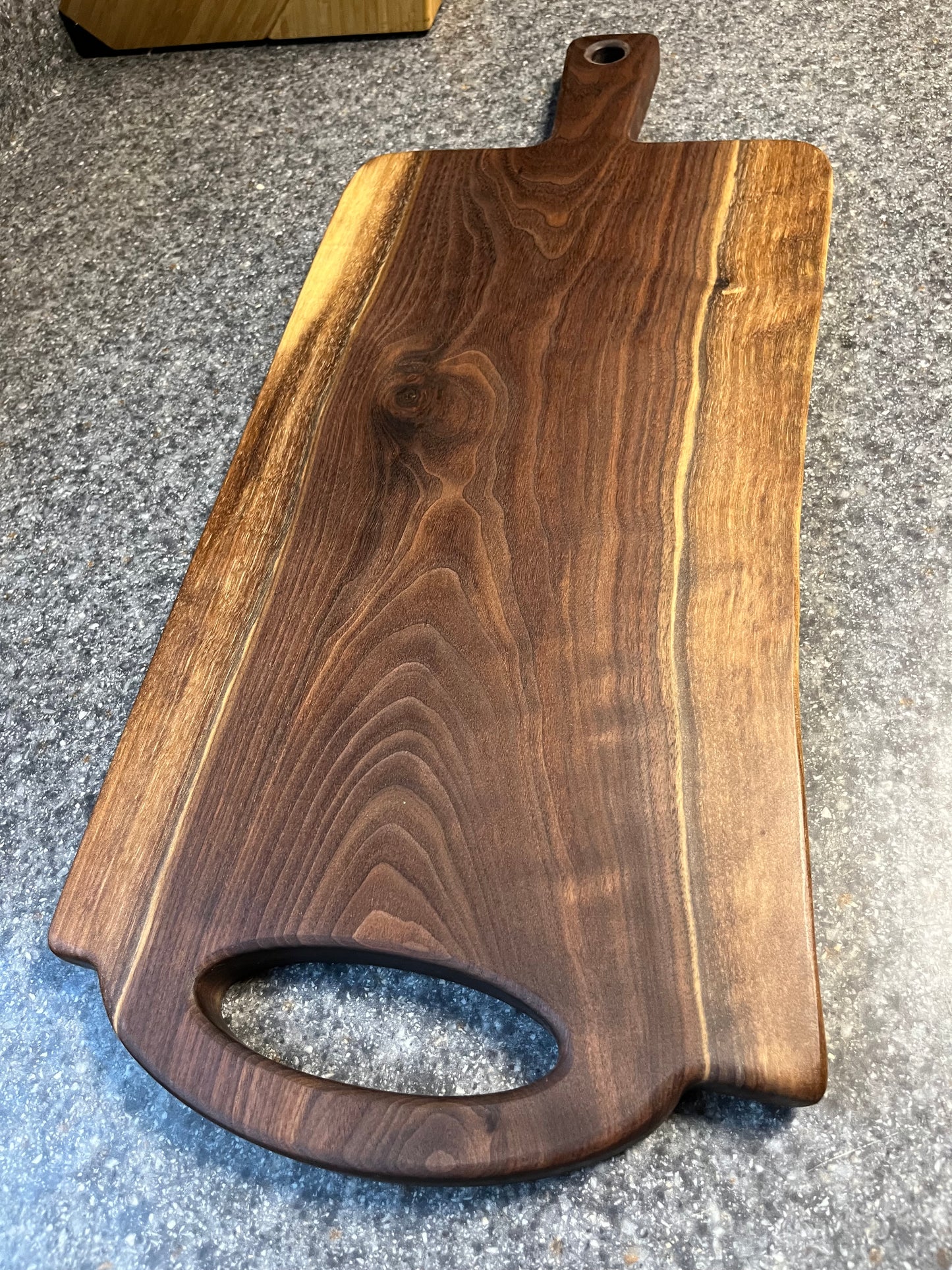 23-5/8"L X 10"W X 7/8"H Walnut Live Edge Charcuterie Serving Board