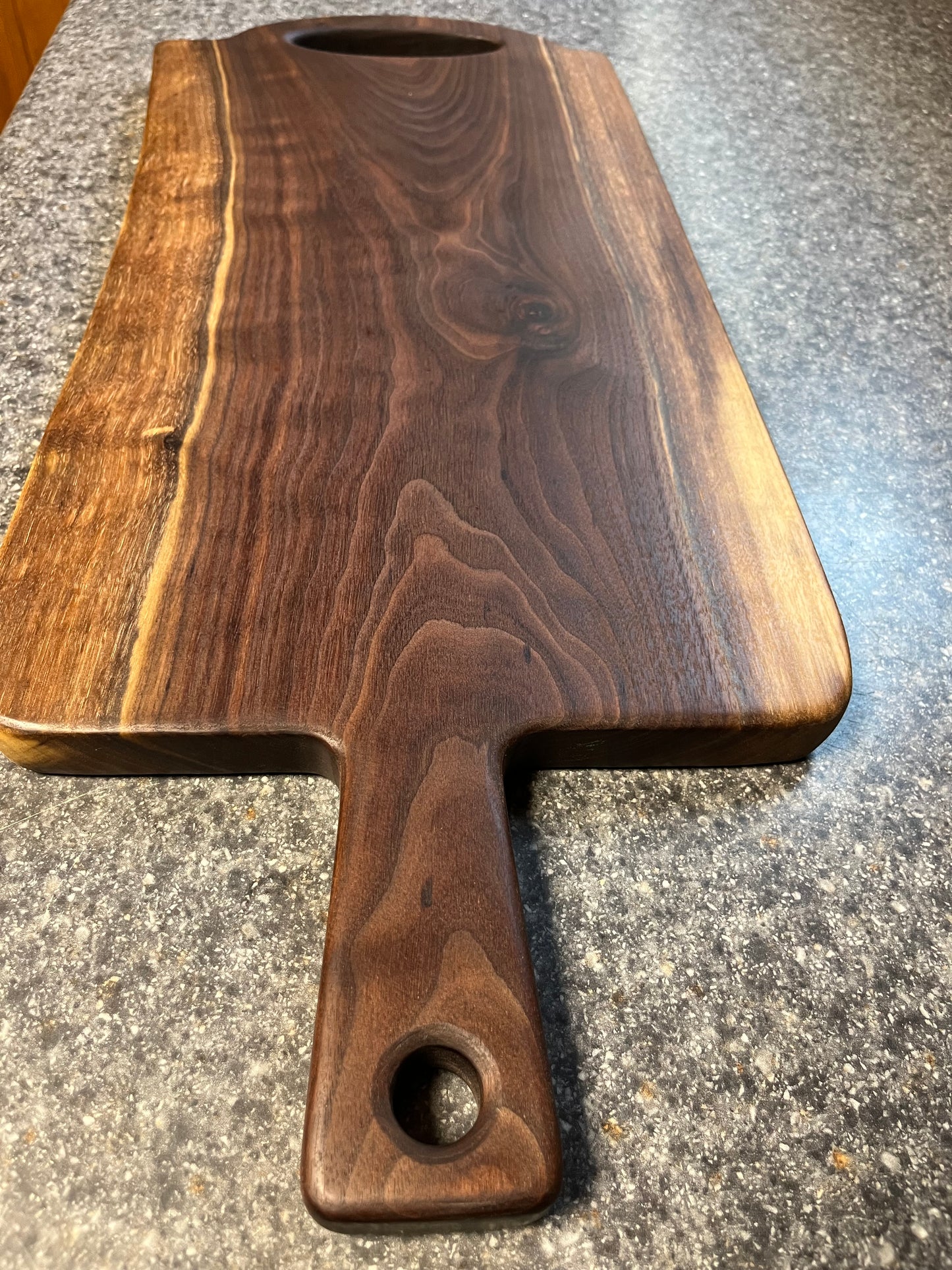 23-5/8"L X 10"W X 7/8"H Walnut Live Edge Charcuterie Serving Board