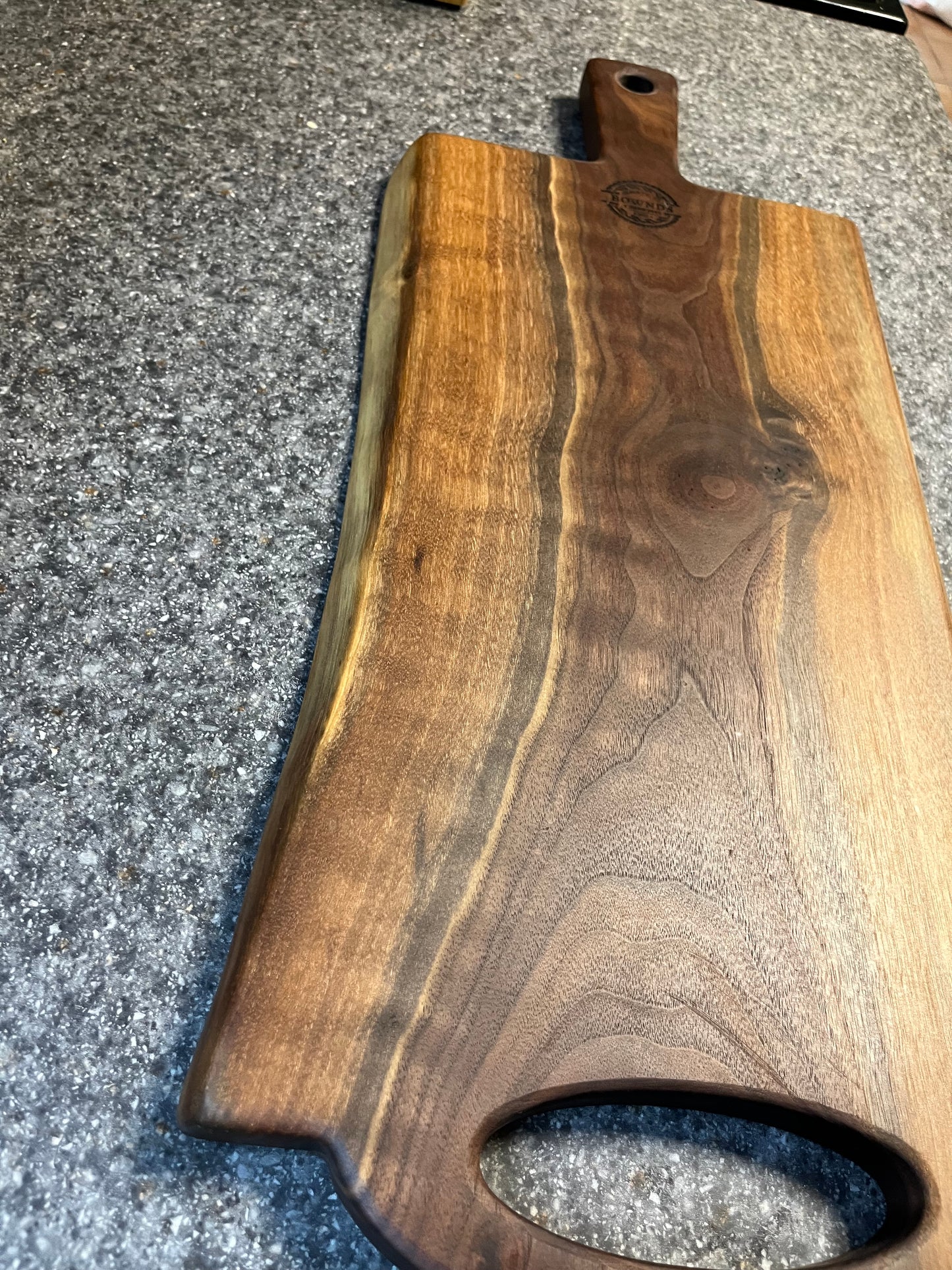 23-5/8"L X 10"W X 7/8"H Walnut Live Edge Charcuterie Serving Board