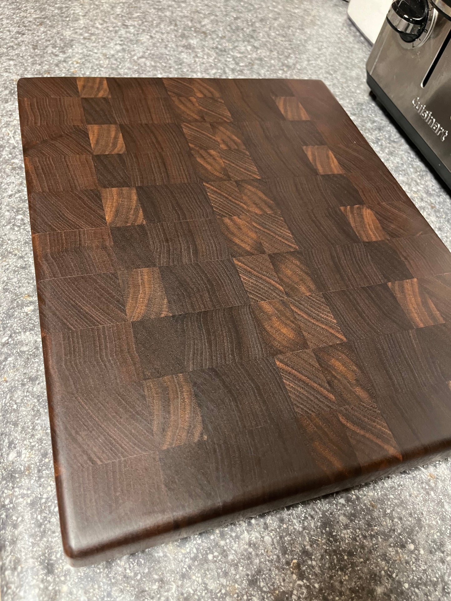 13-1/2" X 10-1/2" X 1-1/4 Walnut End Grain Cutting Board- w/rubber feet attached