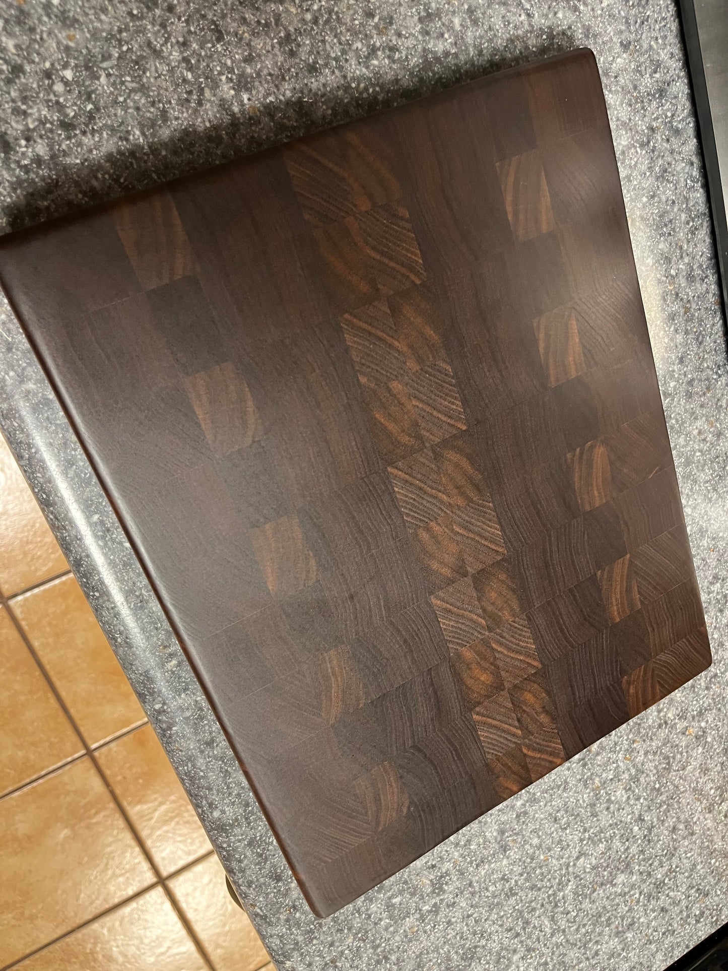 13-1/2" X 10-1/2" X 1-1/4 Walnut End Grain Cutting Board- w/rubber feet attached