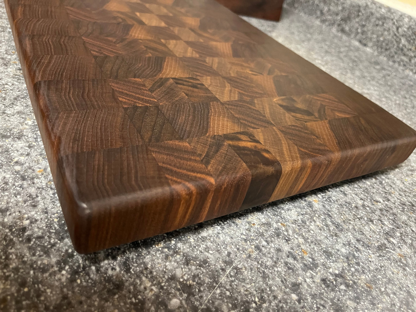 13-3/4" X 10-1/2" X 1-1/4 Walnut End Grain Cutting Board- w/rubber feet attached