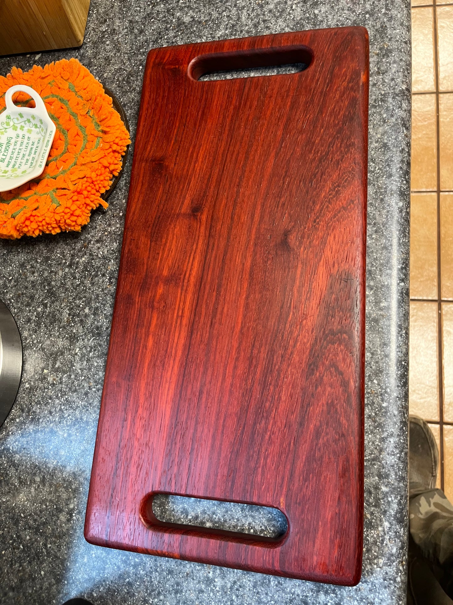 African Padauk 18" X 8-1/2" X 7/8" Serving Board w/hand hold cutouts