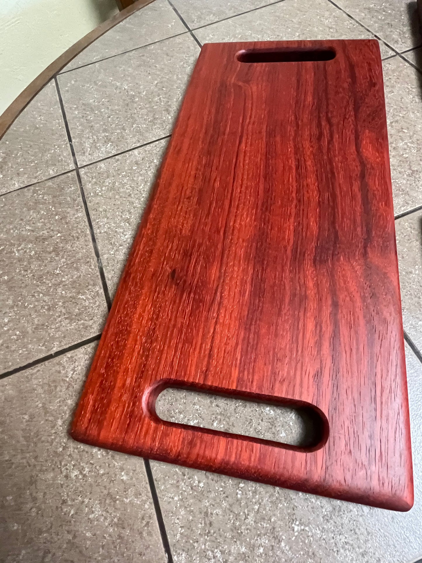 African Padauk 18" X8-3/8" X 7/8" Serving Board w/hand hold cutouts