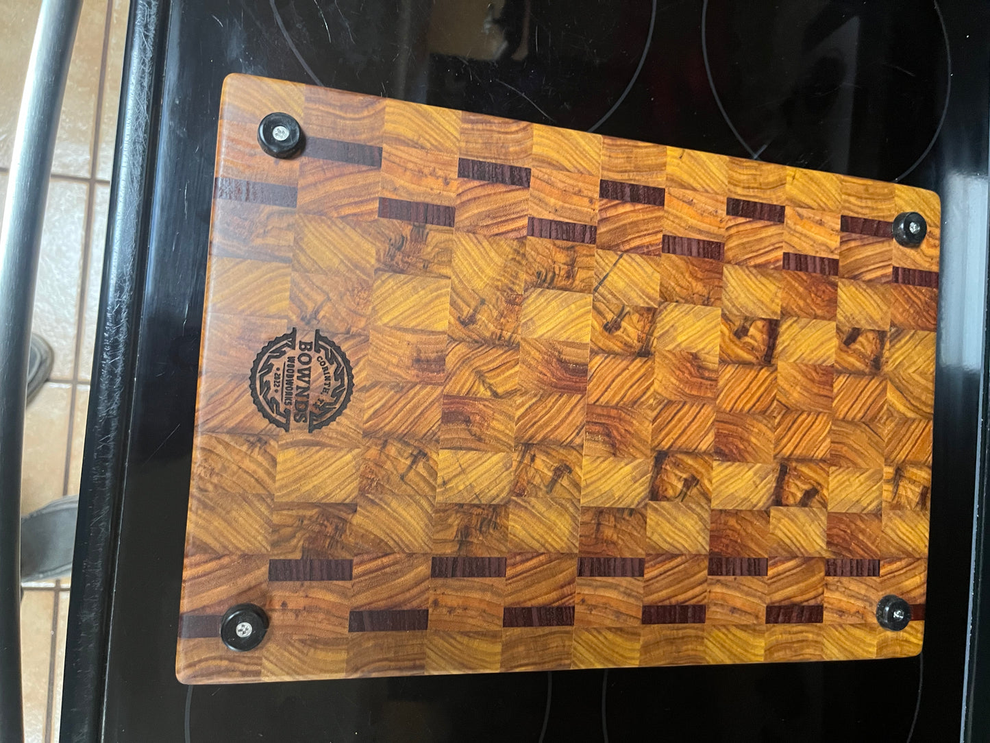 16X11”X1-3/8” Canarywood w/Padauk end grain cutting board
