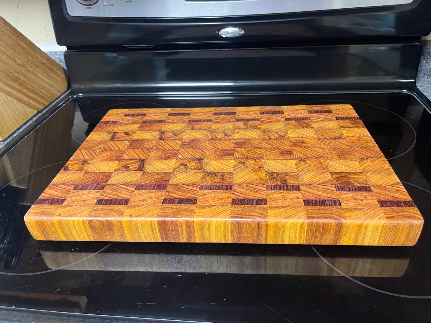 16X11”X1-3/8” Canarywood w/Padauk end grain cutting board