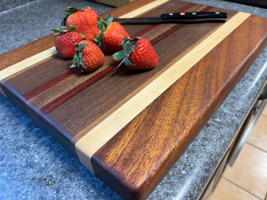 14-7/8"X11-1/8"X1-1/4" Edge Grain Cutting Board-Walnut, Maple, Mahogany & Padauk