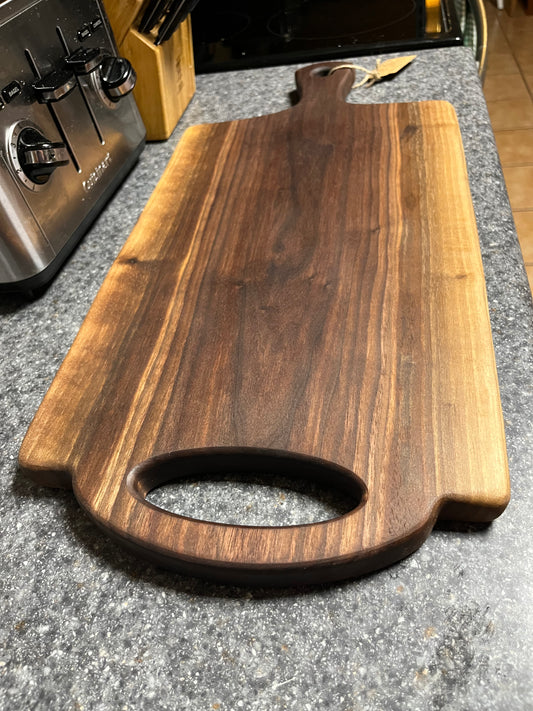 23-3/4"L X 10-1/2"W X 7/8"H Walnut Live Edge Charcuterie Serving Board