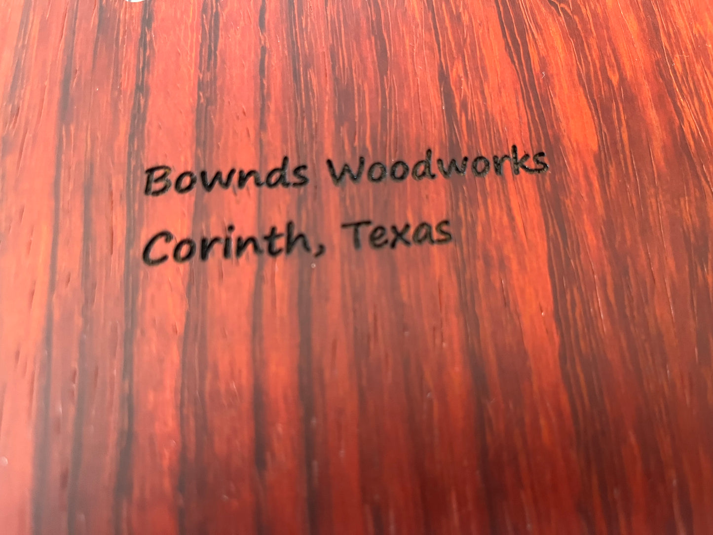 African Padauk 18-7/8" X 8-3/8" X 7/8" Serving Board w/black handles attached