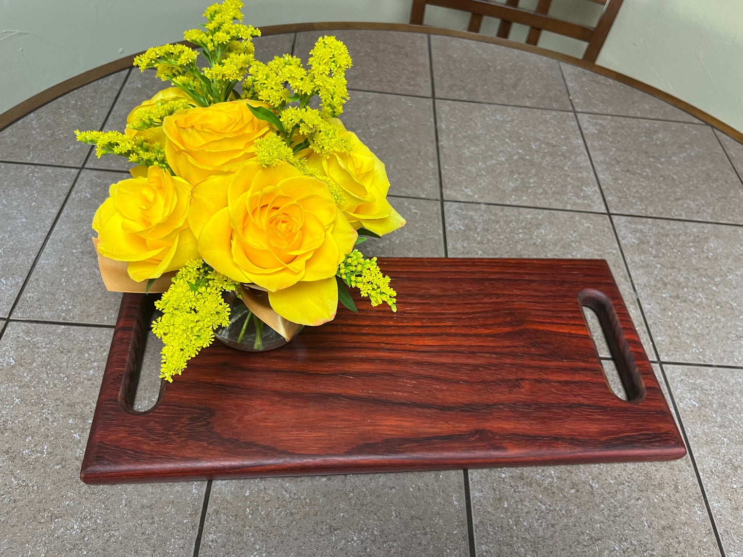 African Padauk 18-7/8" X 8-3/8" X 1" Serving Board w/hand hold cutouts