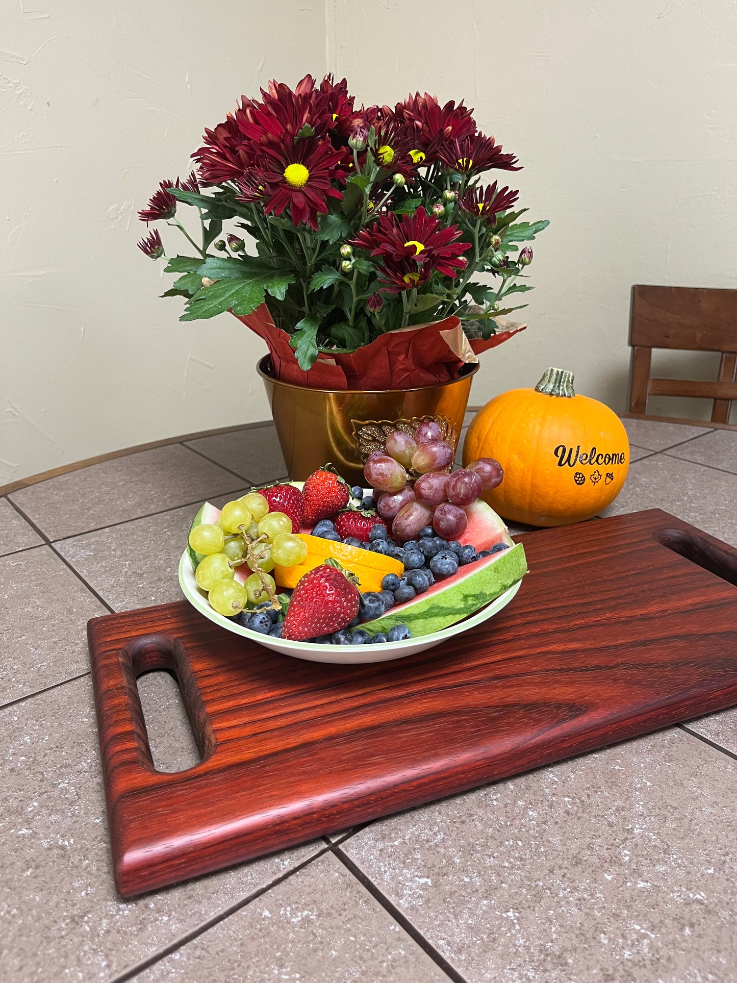 African Padauk 18-3/8" X 8-1/4" X 1" Serving Board w/hand hold cutouts