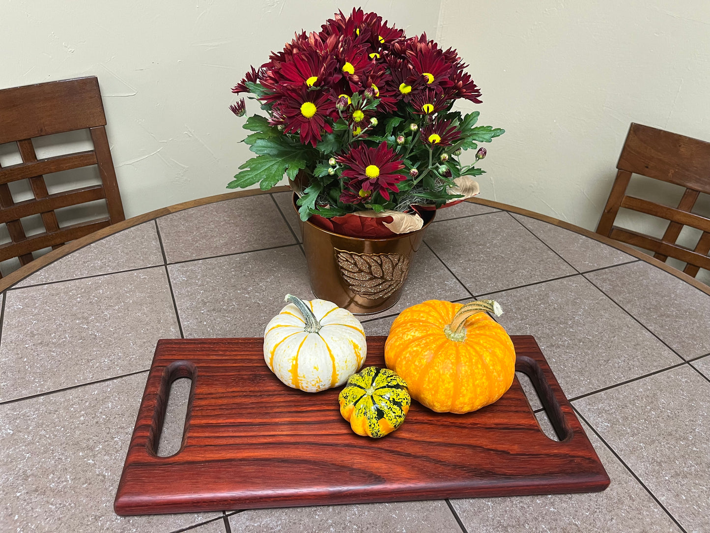 African Padauk 18-3/8" X 8-1/4" X 1" Serving Board w/hand hold cutouts