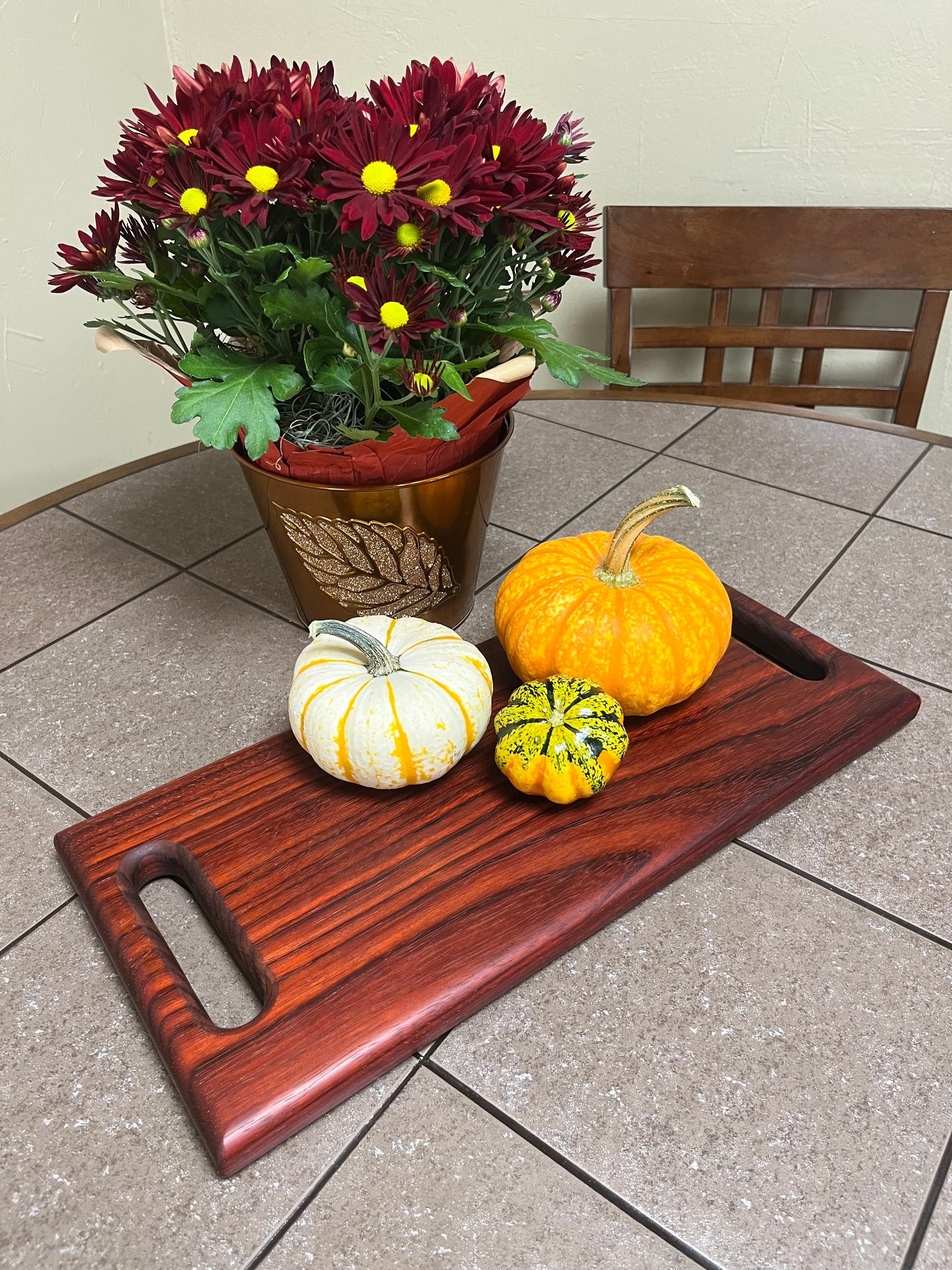 African Padauk 18-3/8" X 8-1/4" X 1" Serving Board w/hand hold cutouts