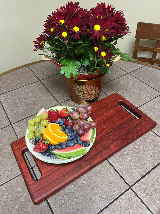 African Padauk 18" X8-3/8" X 7/8" Serving Board w/hand hold cutouts