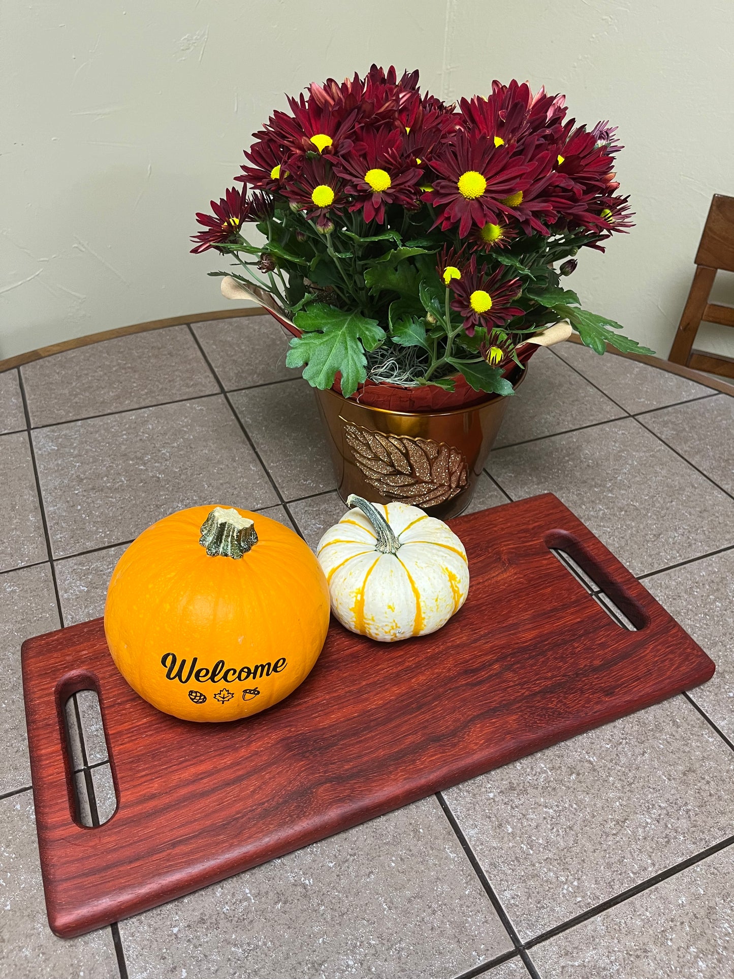 African Padauk 18" X8-3/8" X 7/8" Serving Board w/hand hold cutouts